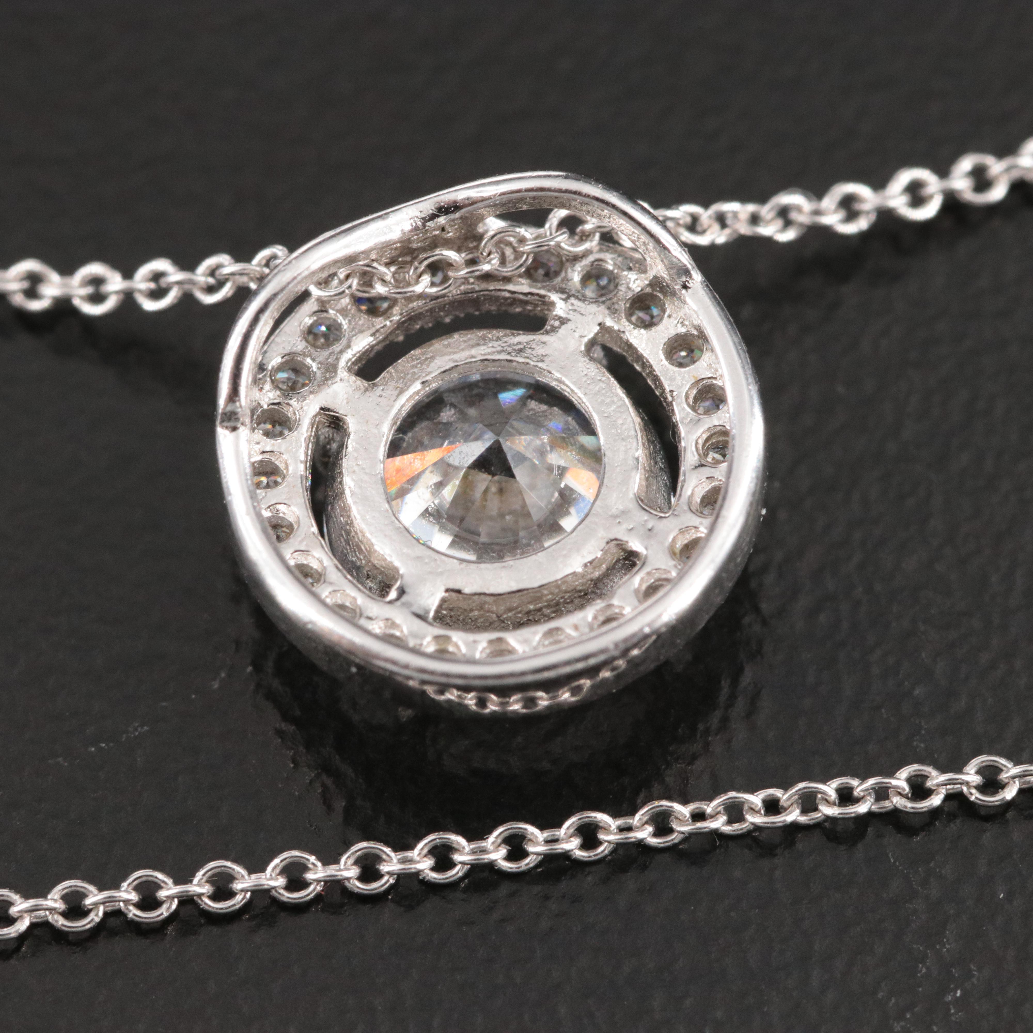 Sterling CZ Pendant on 14K Chain Necklace