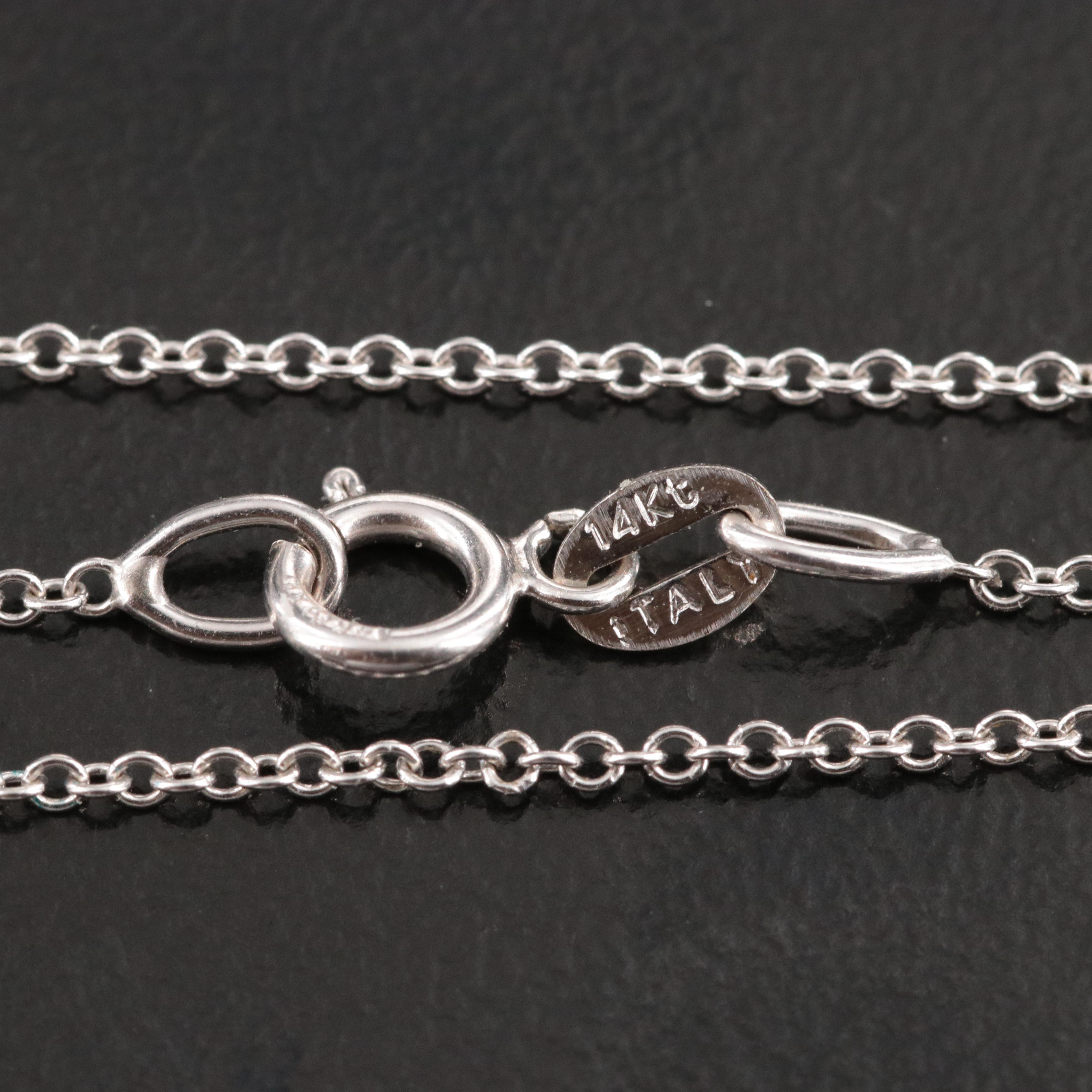 Sterling CZ Pendant on 14K Chain Necklace