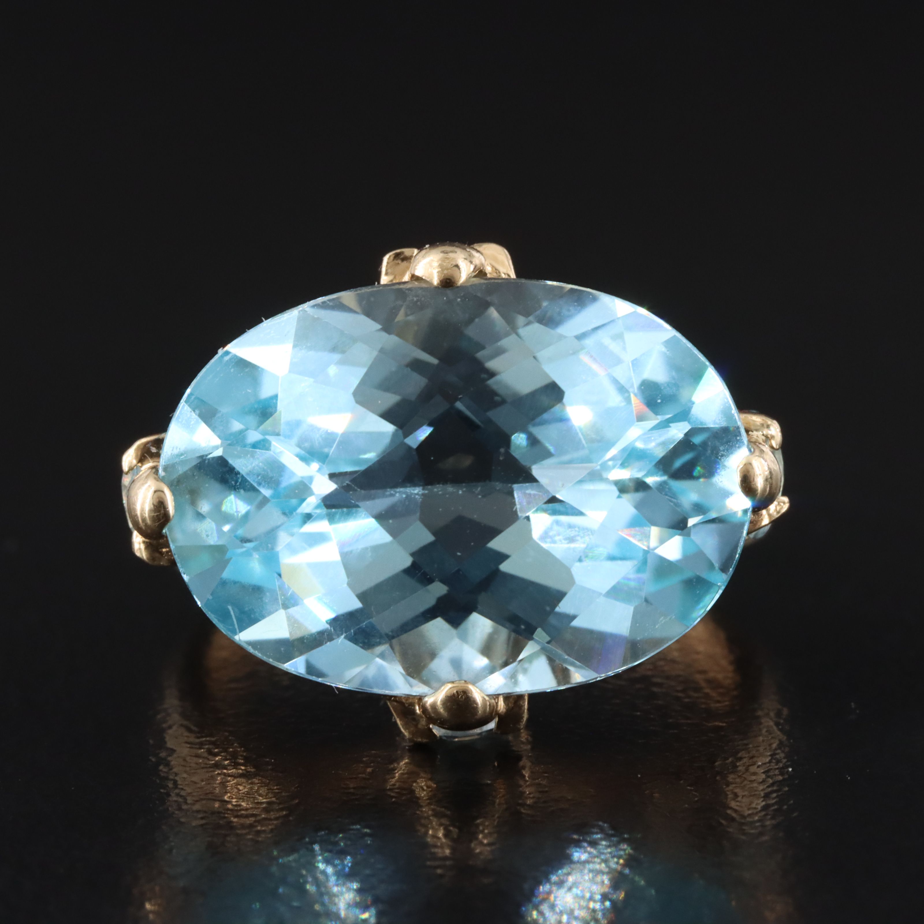 14K 15 CT Blue Topaz East-West Ring with Blue Topaz Accents