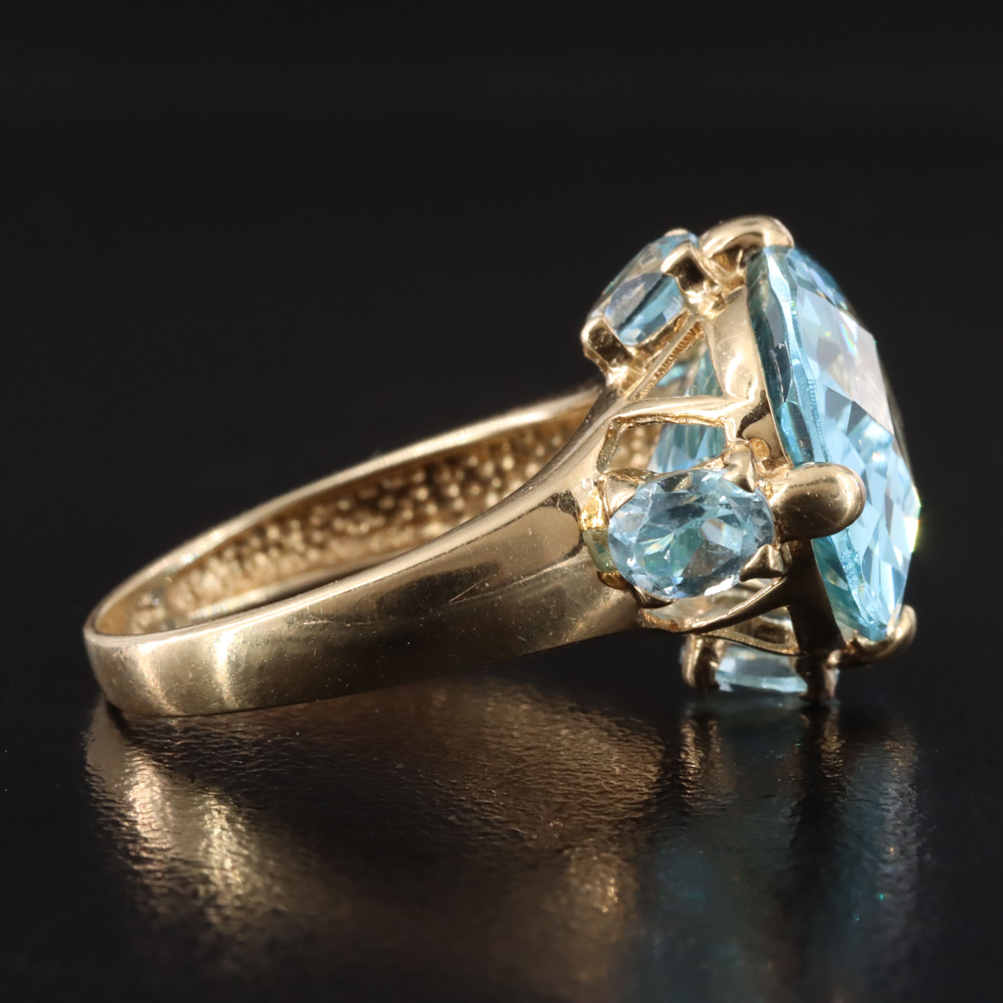 14K 15 CT Blue Topaz East-West Ring with Blue Topaz Accents