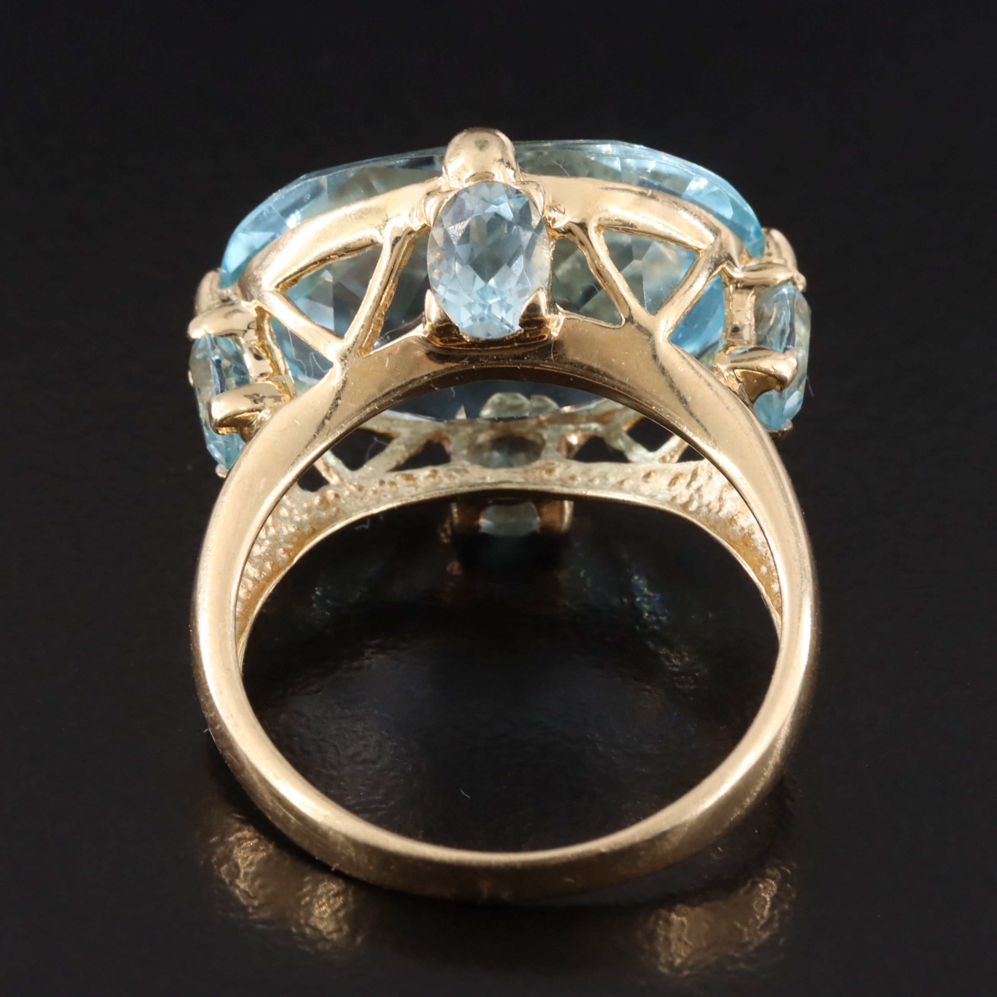 14K 15 CT Blue Topaz East-West Ring with Blue Topaz Accents