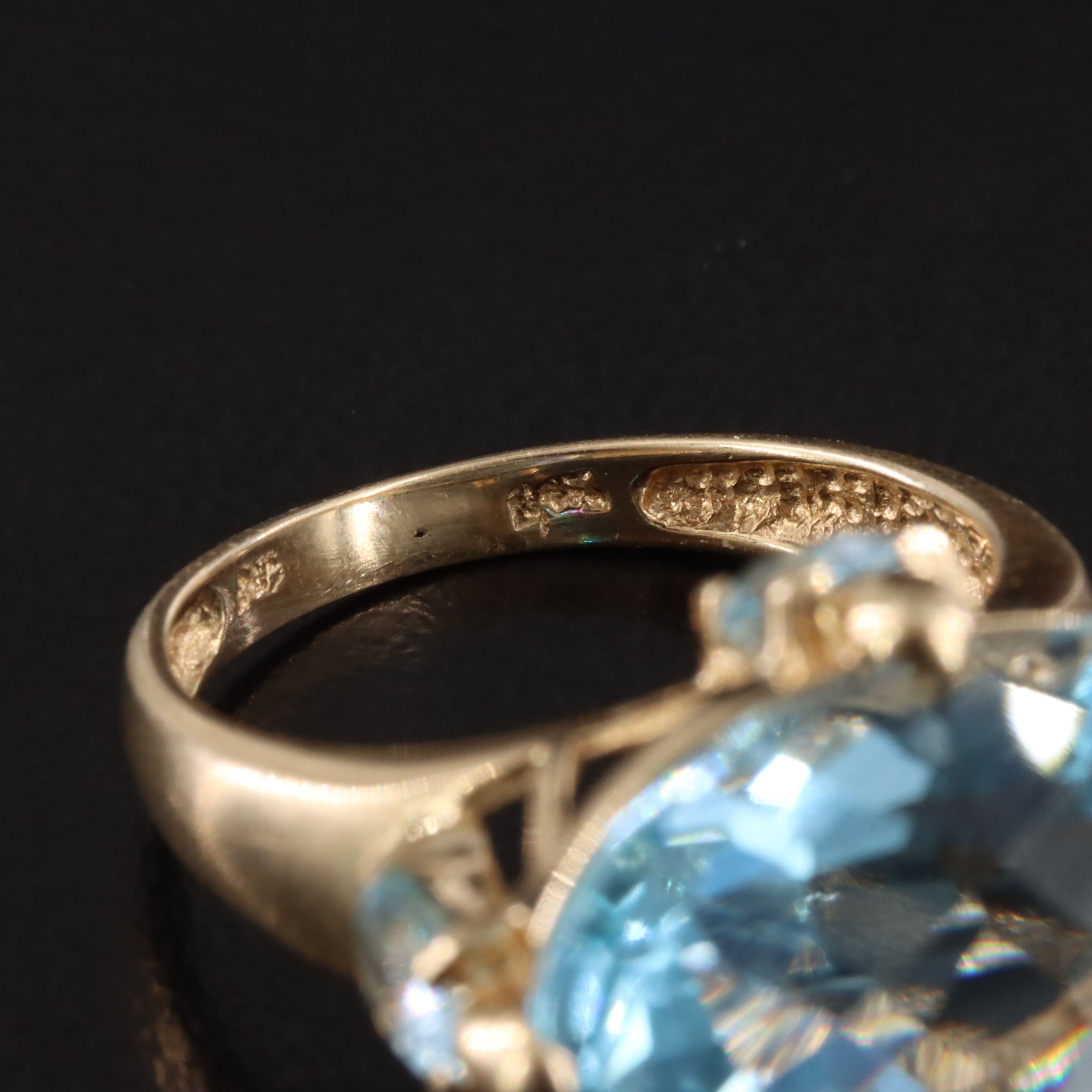 14K 15 CT Blue Topaz East-West Ring with Blue Topaz Accents