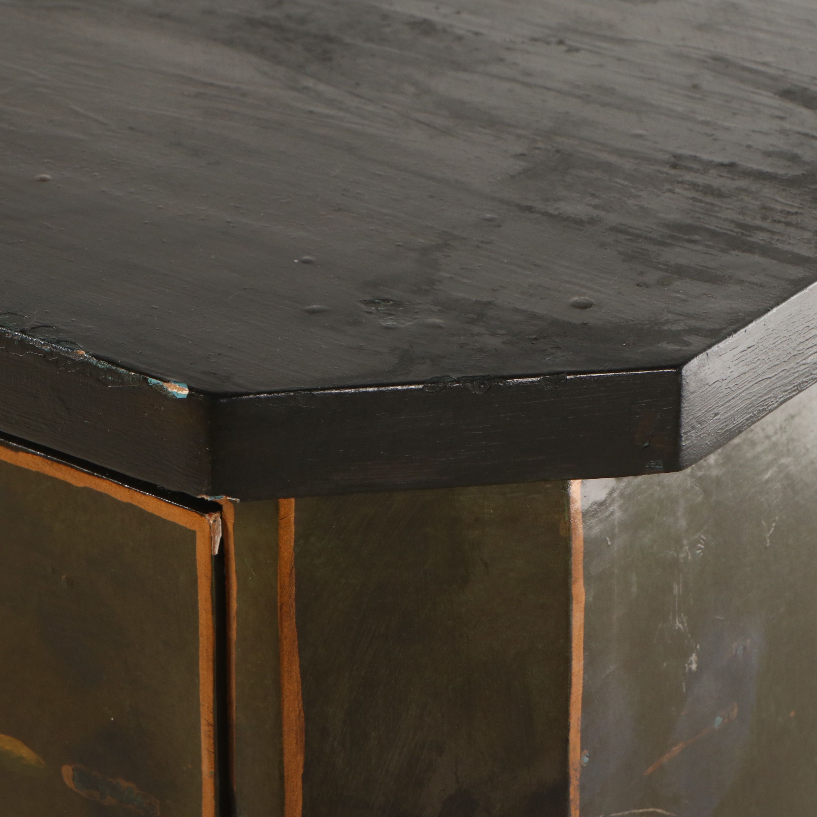 Hand-Painted Cabinet with Decorative Floral Arrangements