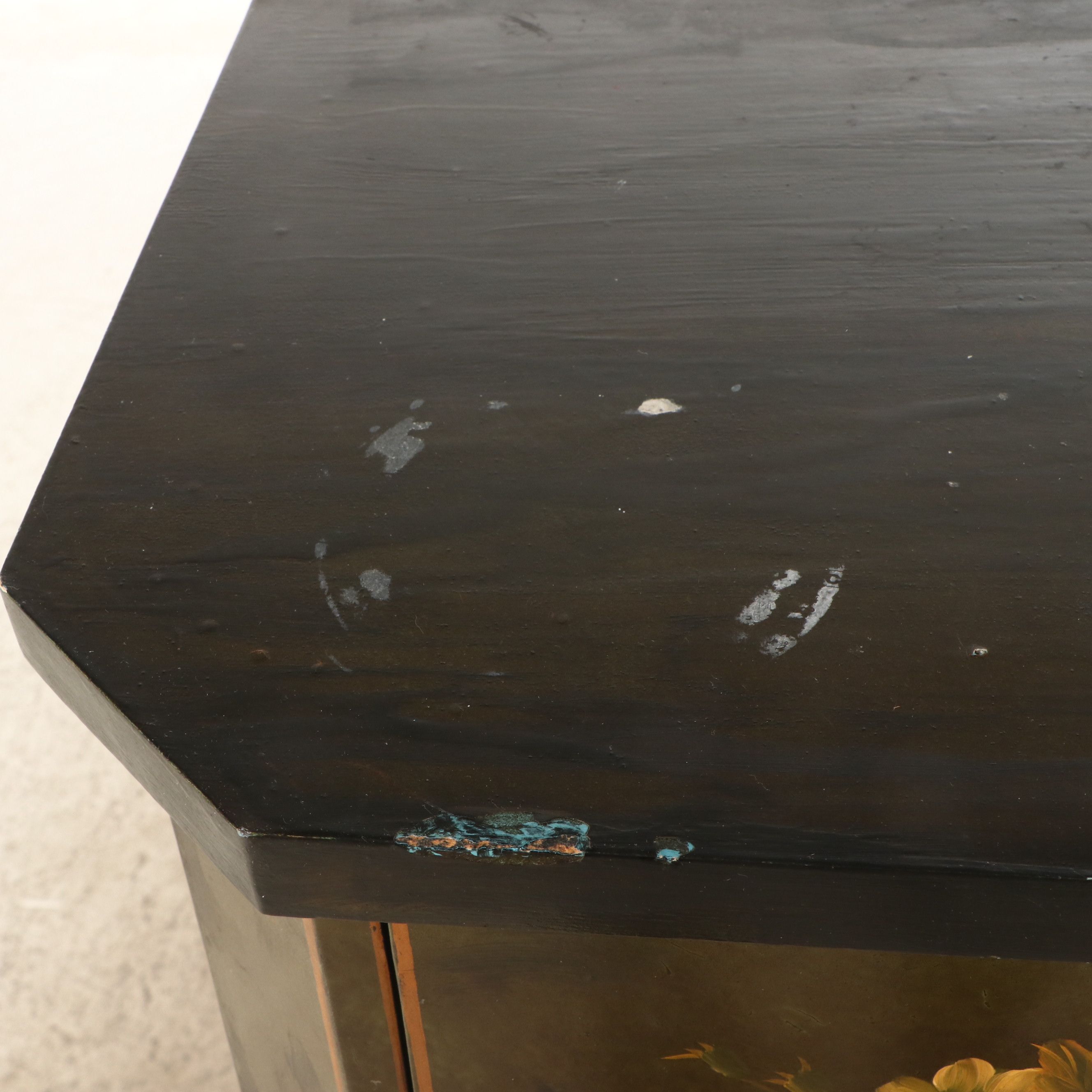 Hand-Painted Cabinet with Decorative Floral Arrangements