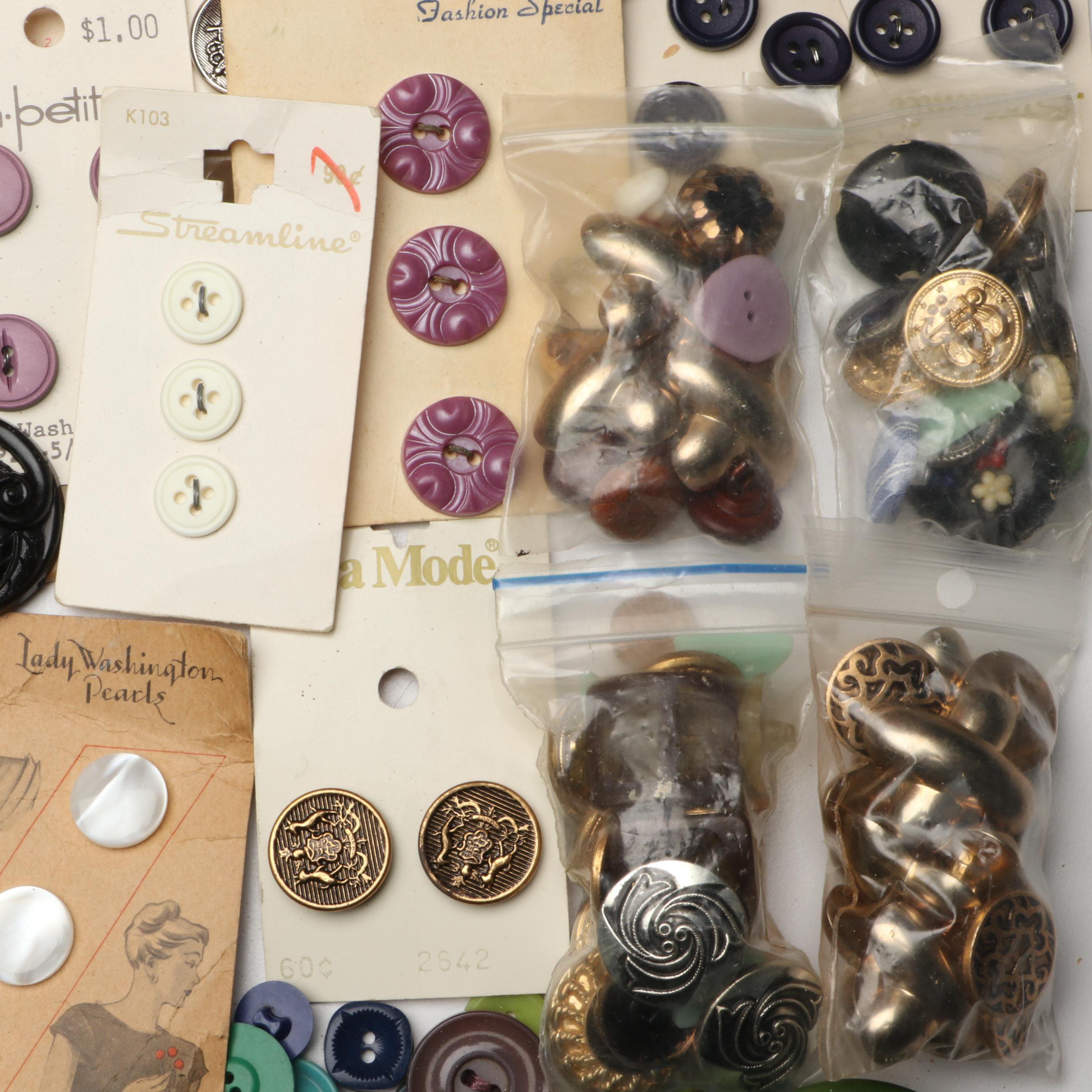 Metal, Plastic and Other Vintage Buttons