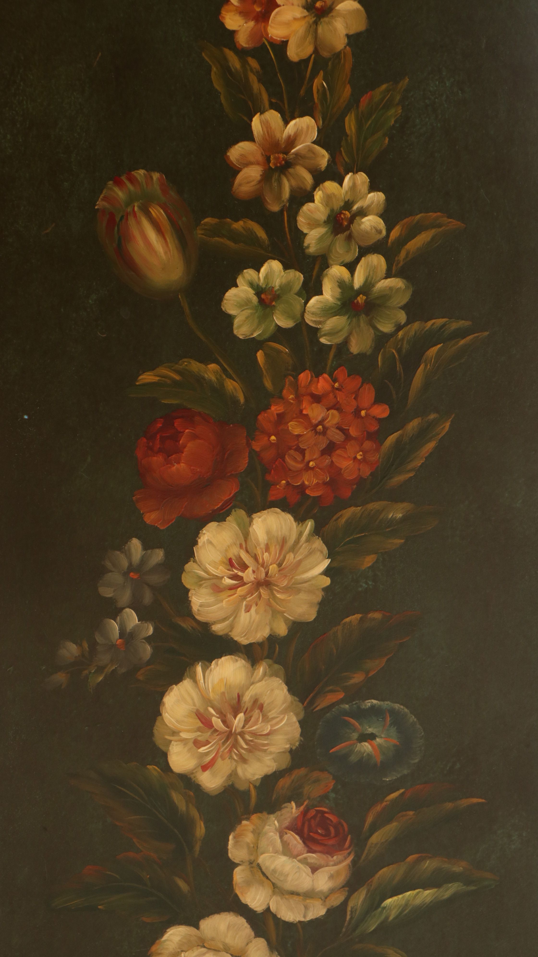 Hand-Painted Cabinet with Decorative Floral Arrangements