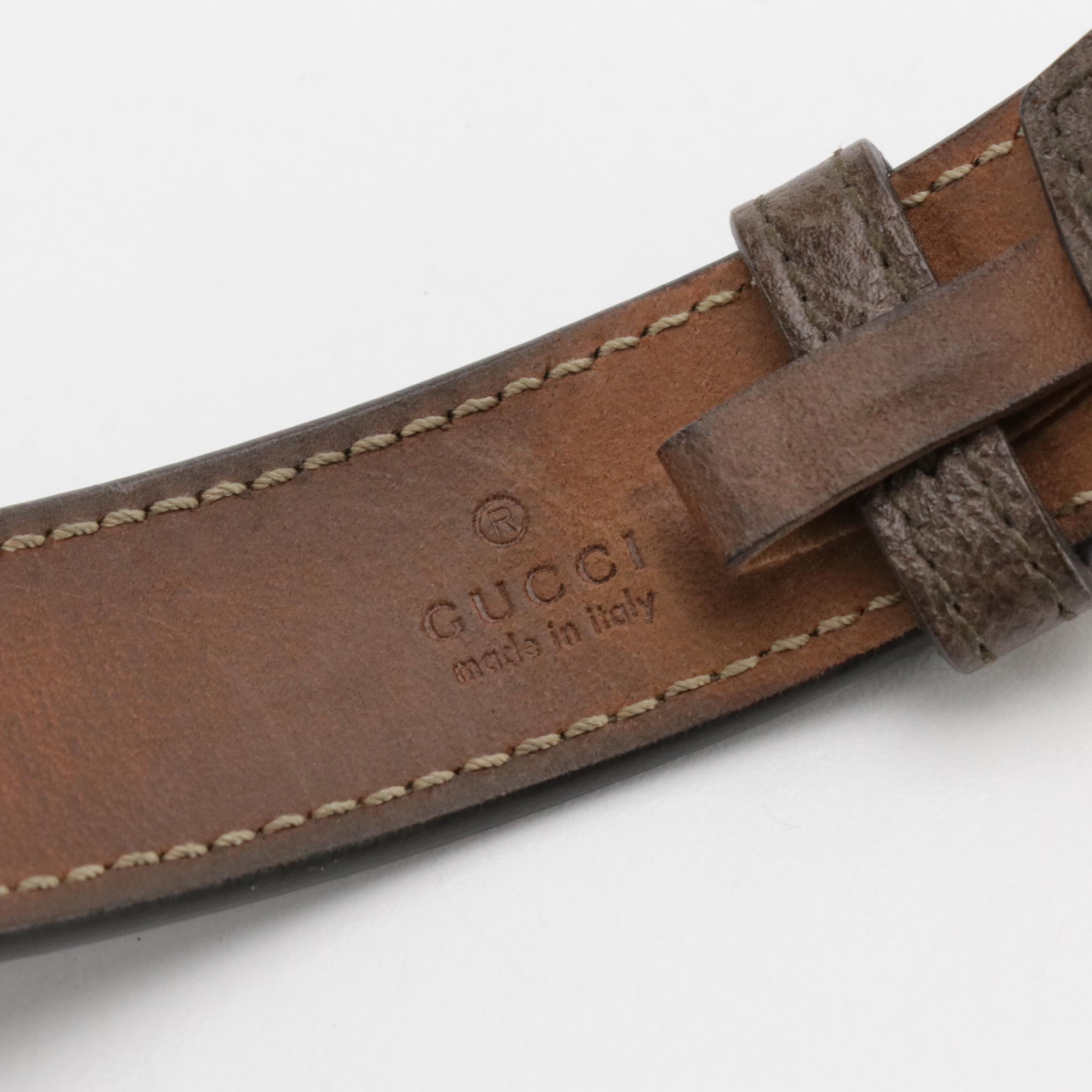 Gucci Marmont Double-G Bracelet in Brown Leather