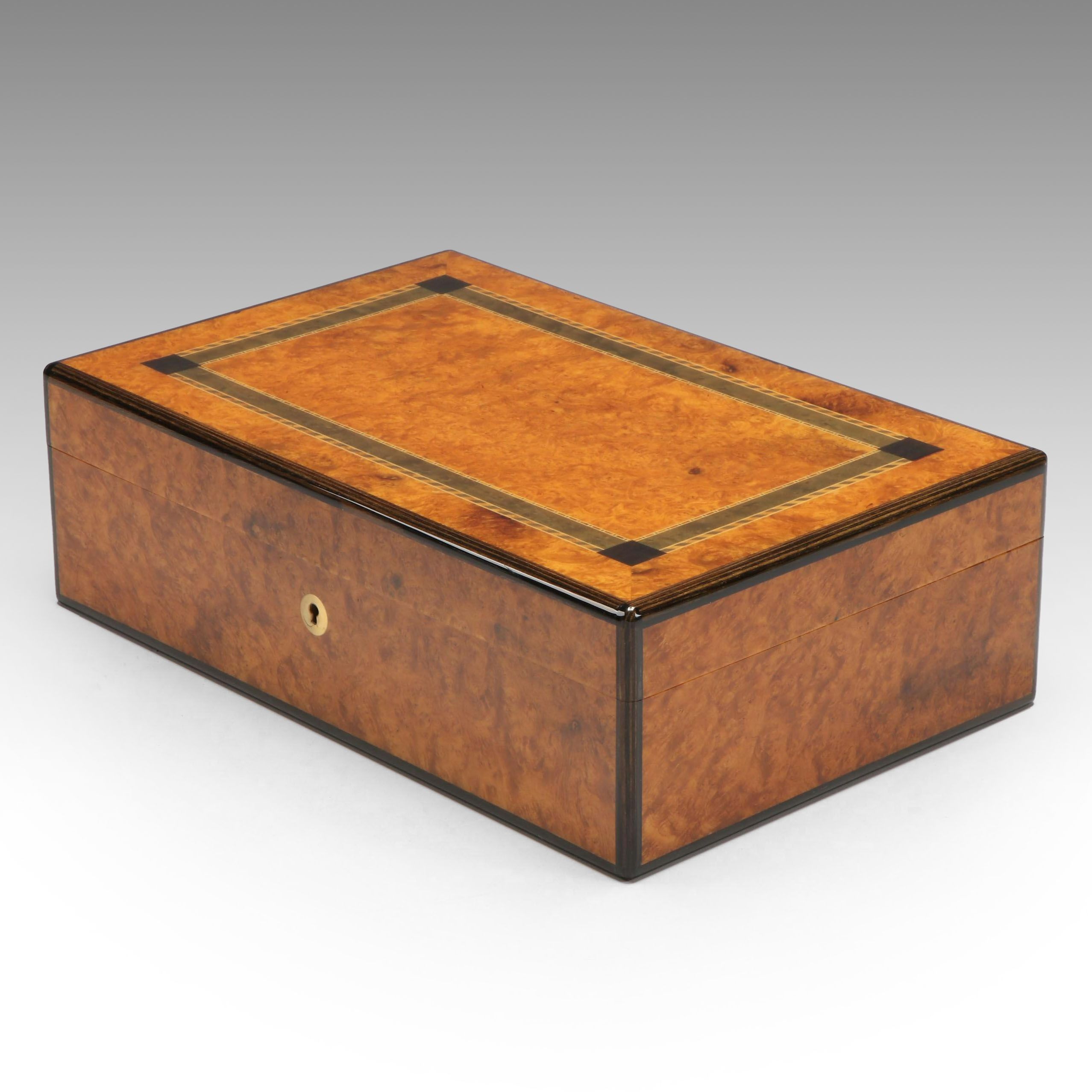 G. Lorenzi Italian Wood Decorative Box with Leather Lining