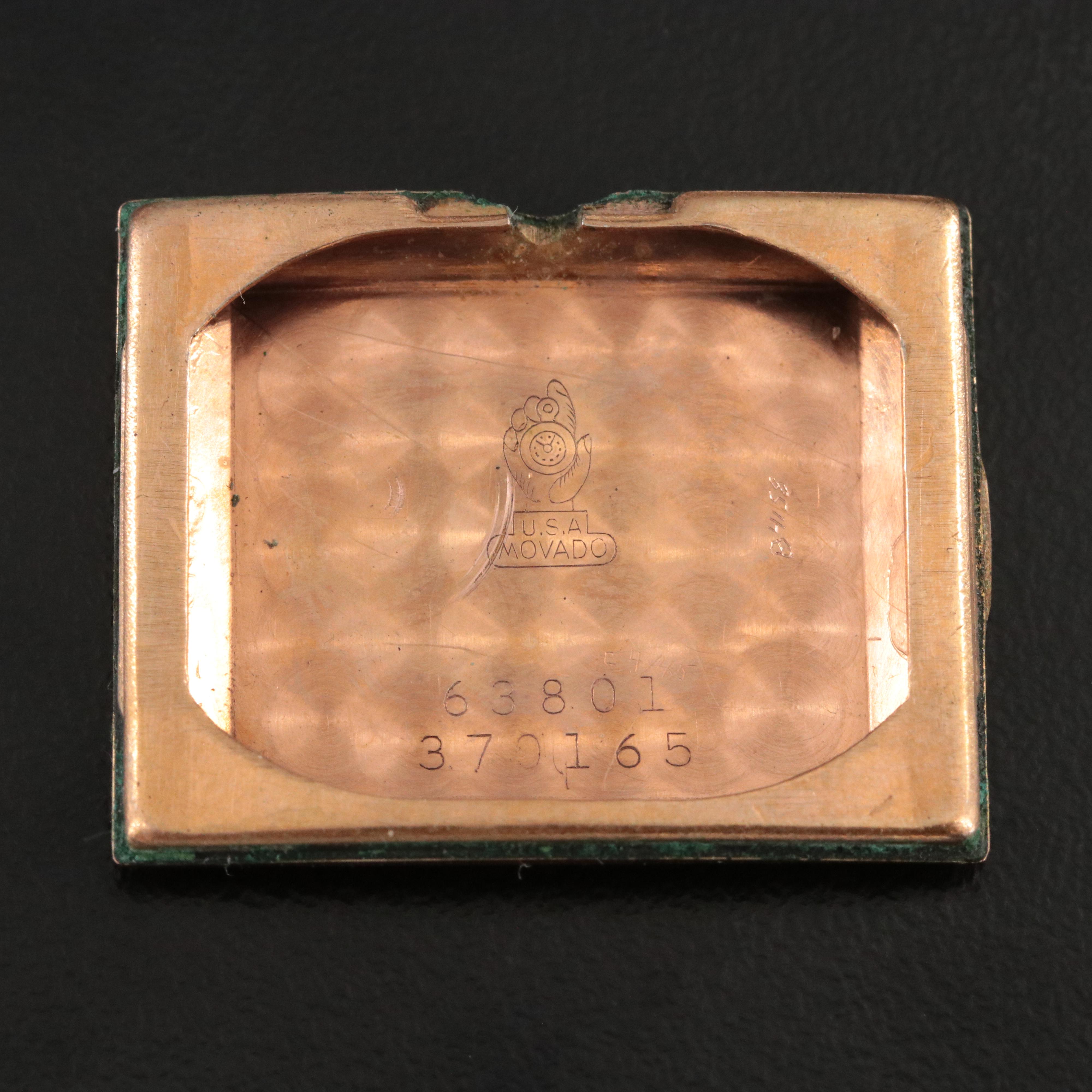 Vintage Movado Rose Tone Gold Filled Manual Wind Tank Style Watch