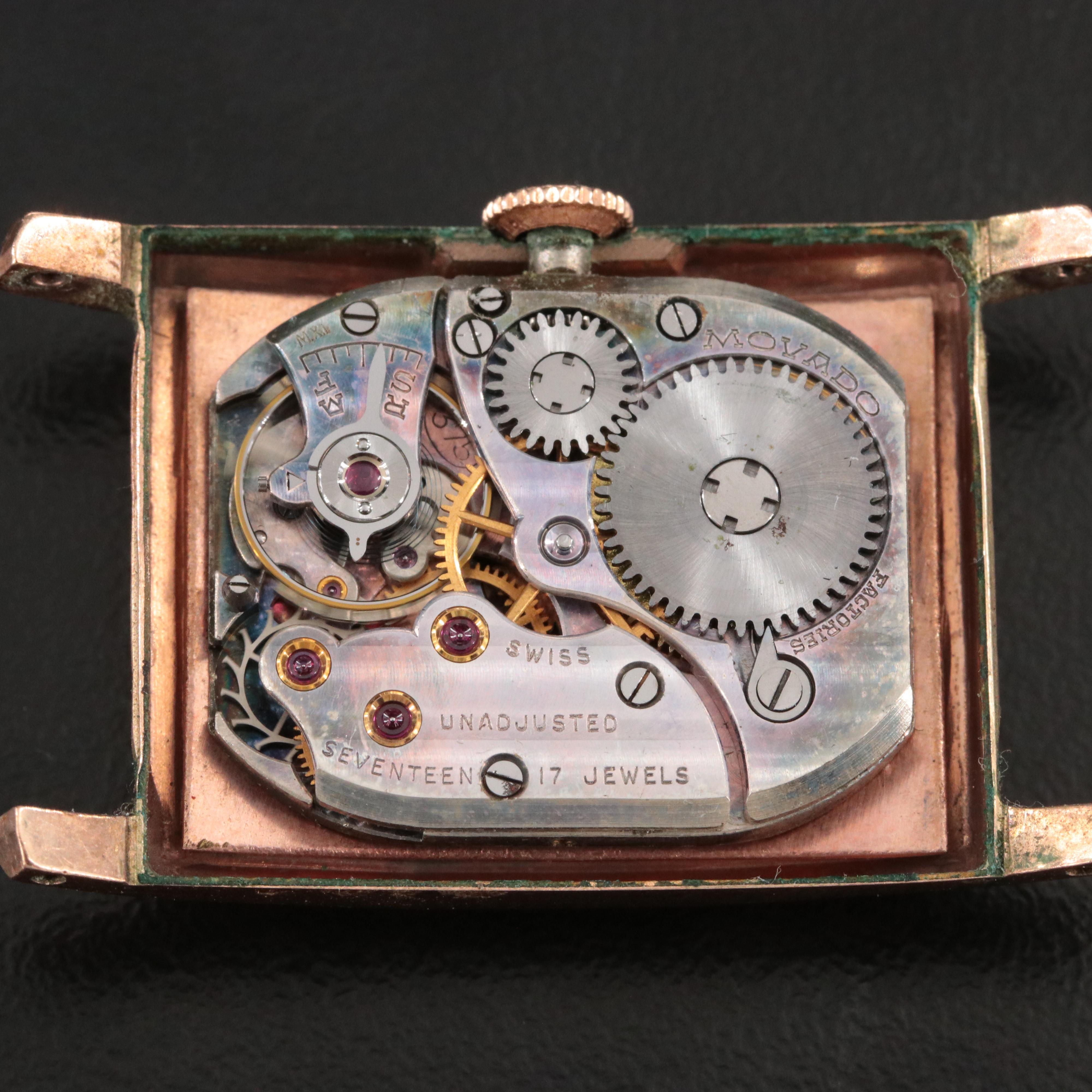 Vintage Movado Rose Tone Gold Filled Manual Wind Tank Style Watch