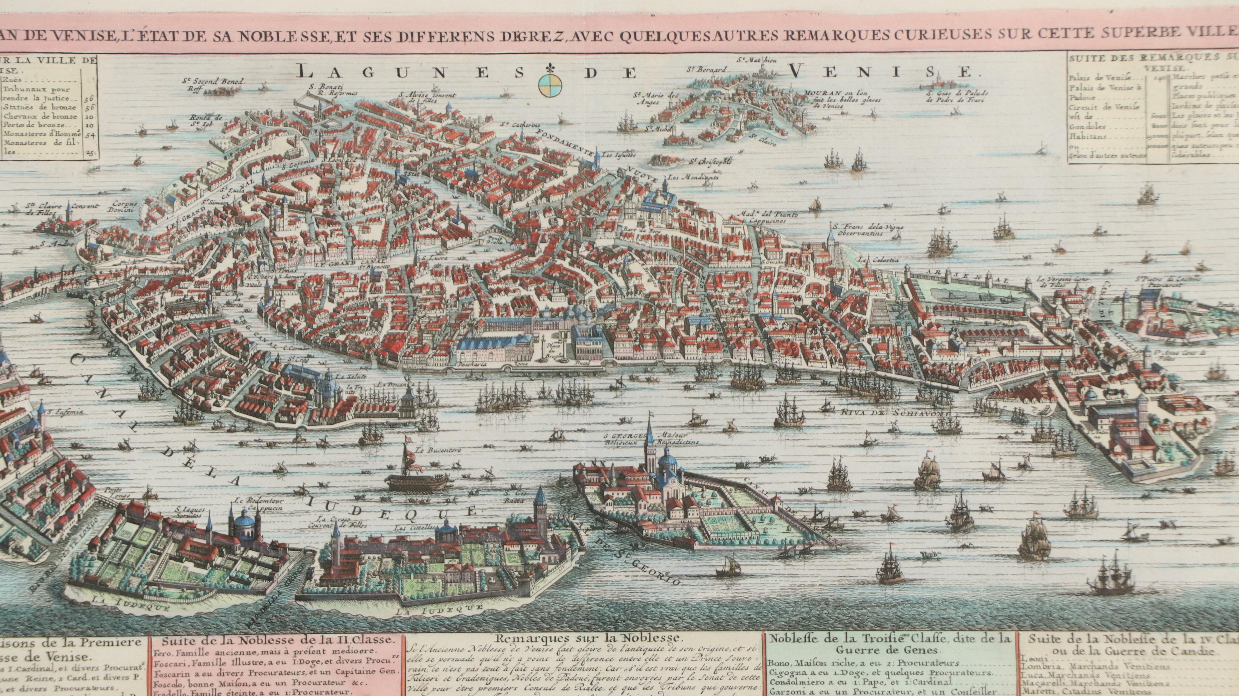 Hand-Colored Map Engraving "Carte du plan de Venise..." 18th Century