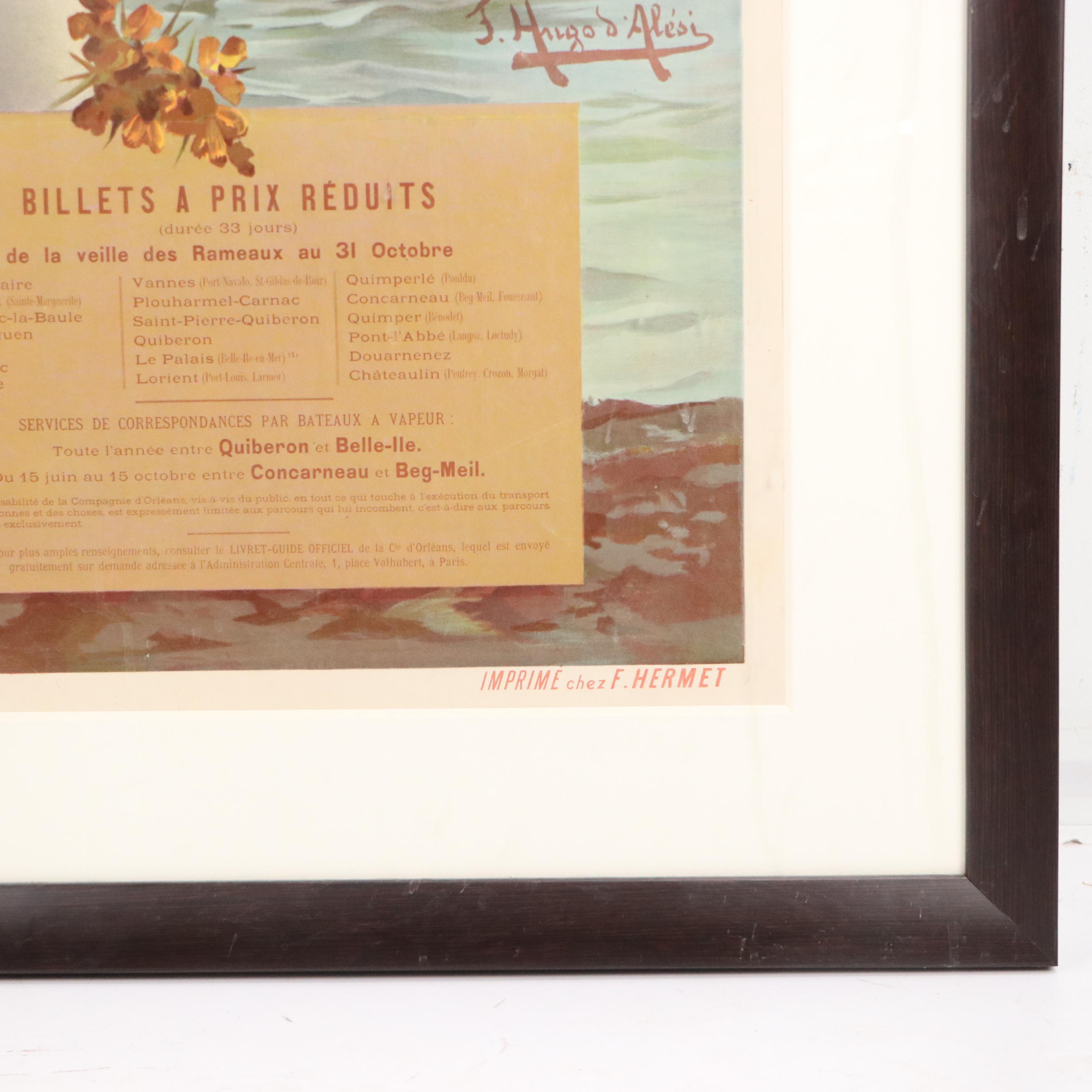 Color Lithograph Travel Poster "Bretagne" After F. Hugo d'Alesi, 1897