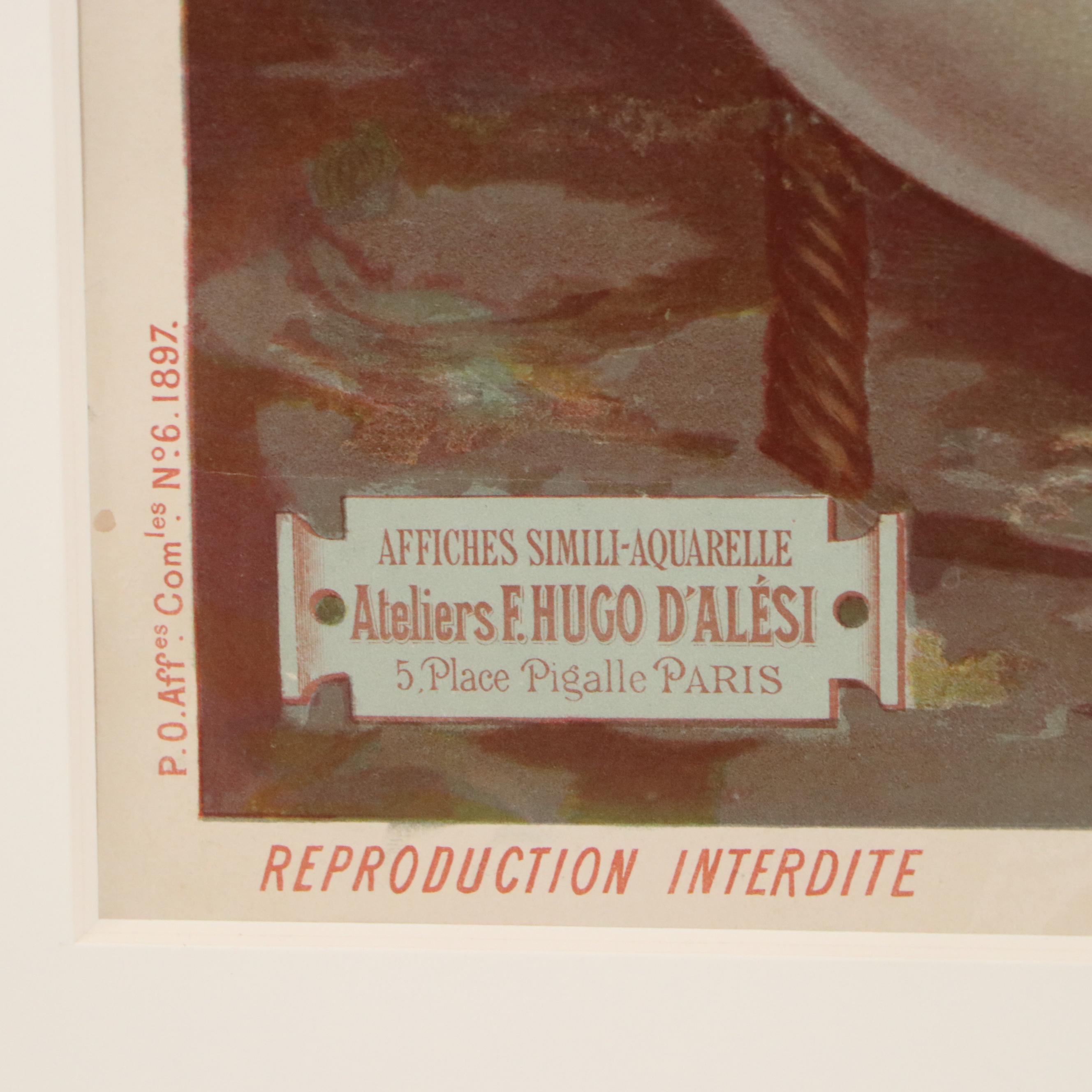 Color Lithograph Travel Poster "Bretagne" After F. Hugo d'Alesi, 1897