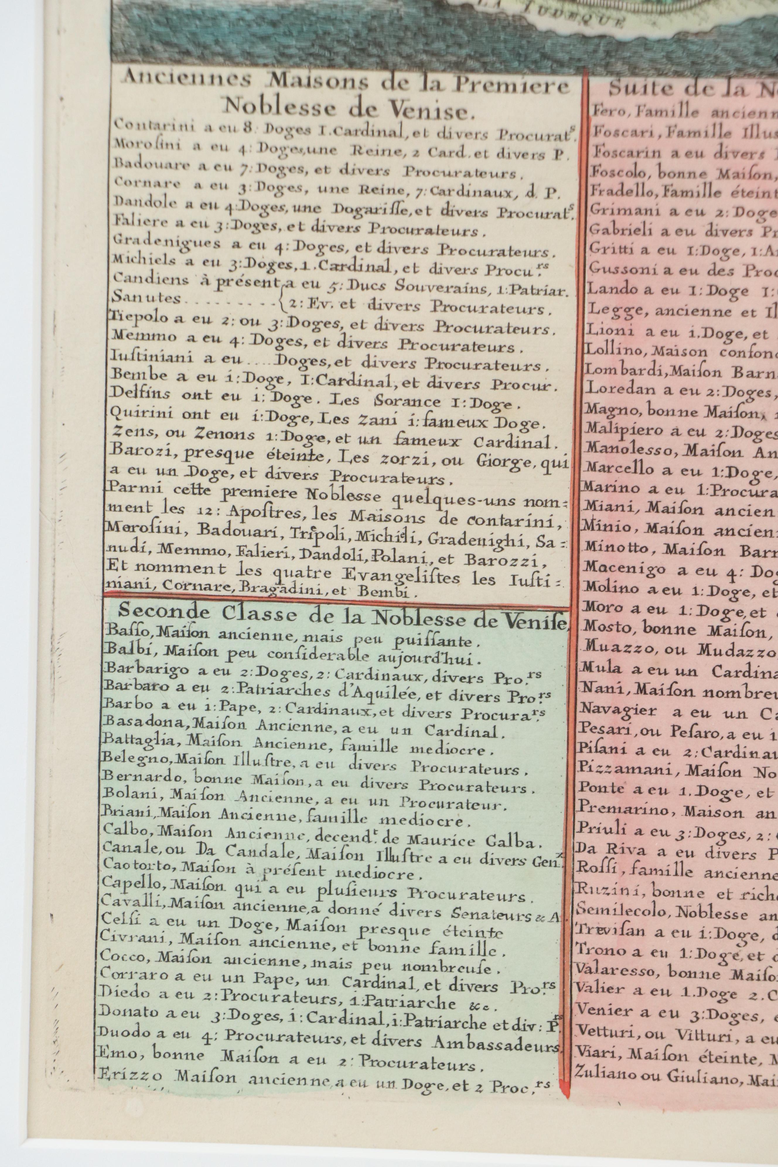 Hand-Colored Map Engraving "Carte du plan de Venise..." 18th Century