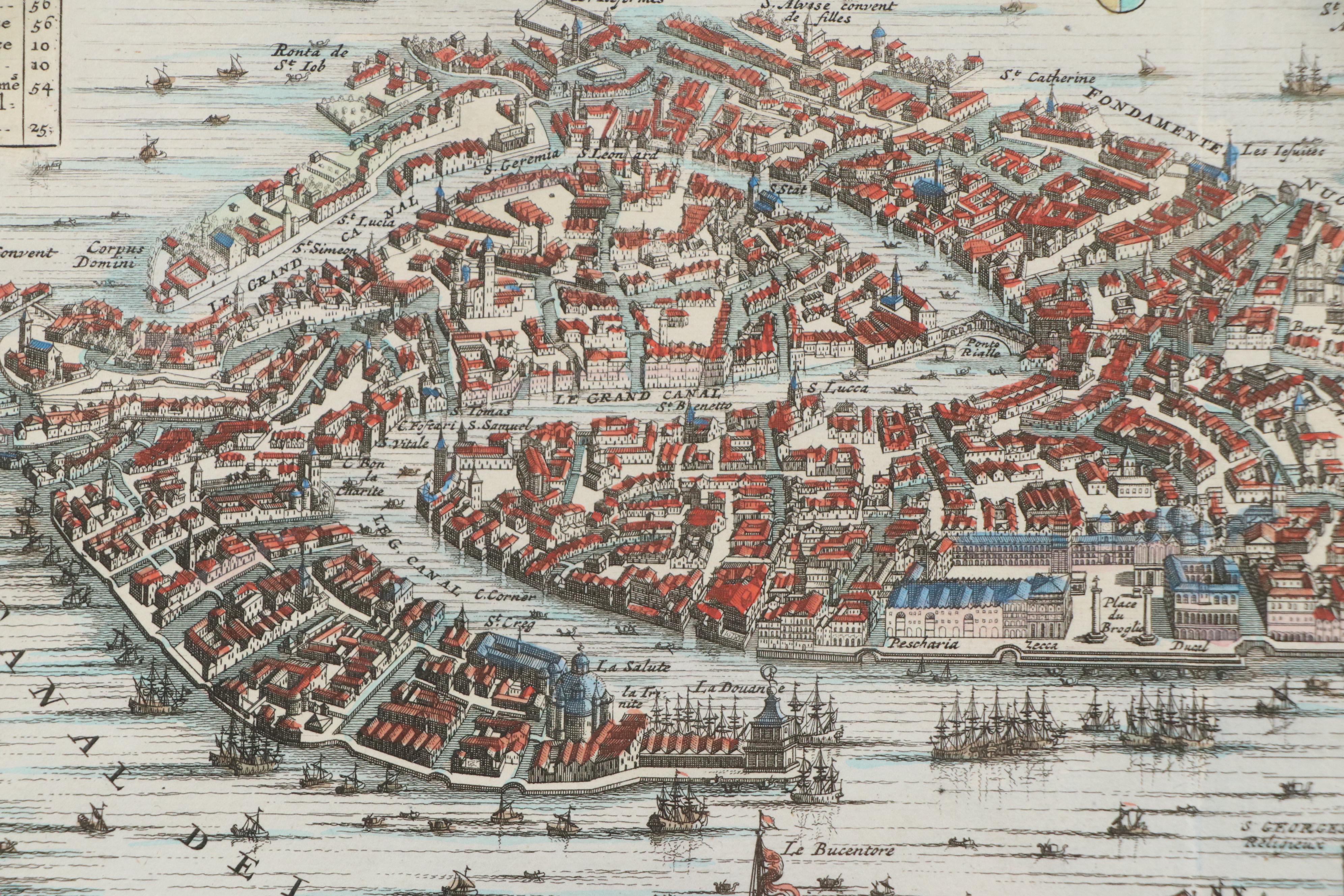 Hand-Colored Map Engraving "Carte du plan de Venise..." 18th Century