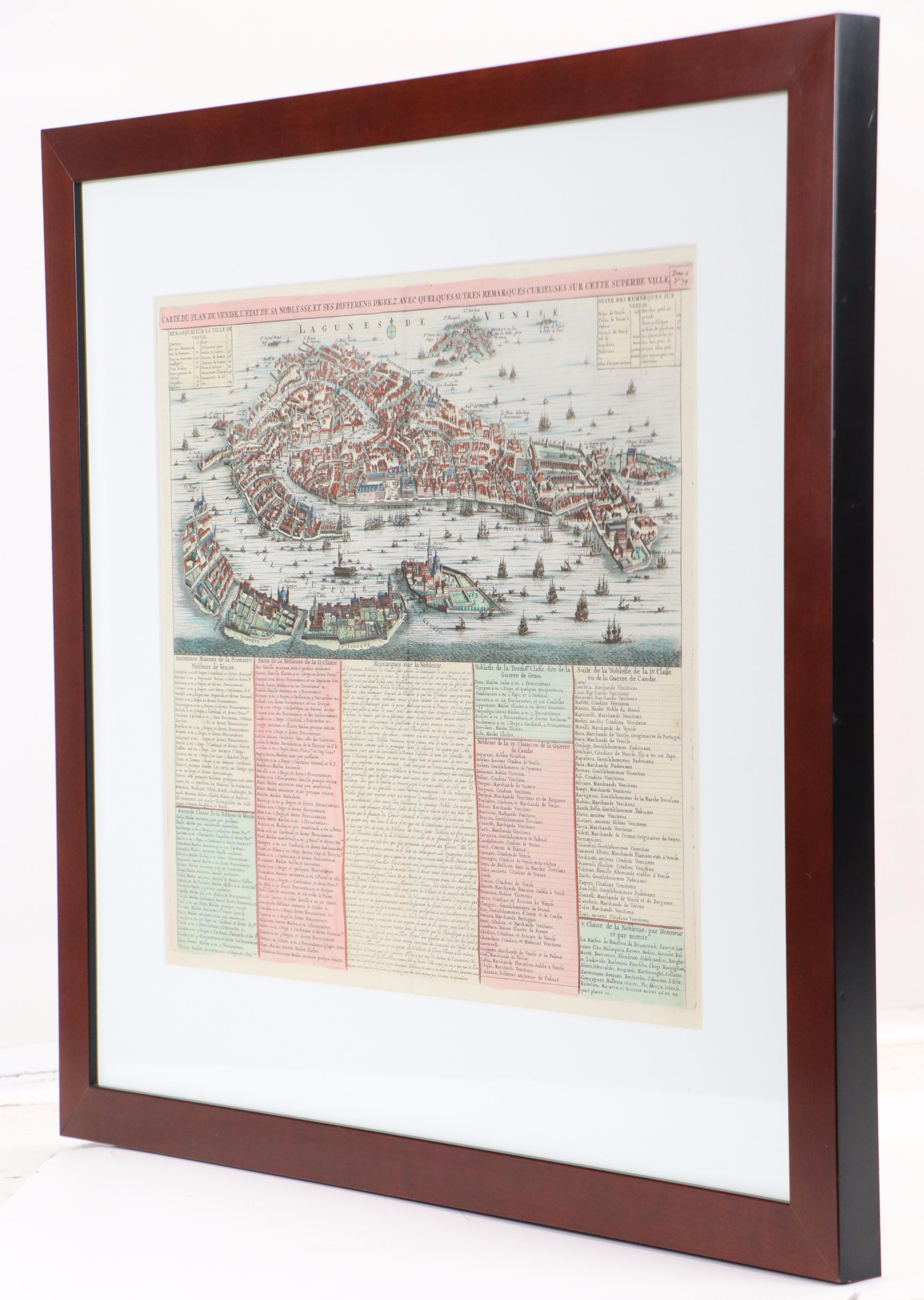 Hand-Colored Map Engraving "Carte du plan de Venise..." 18th Century