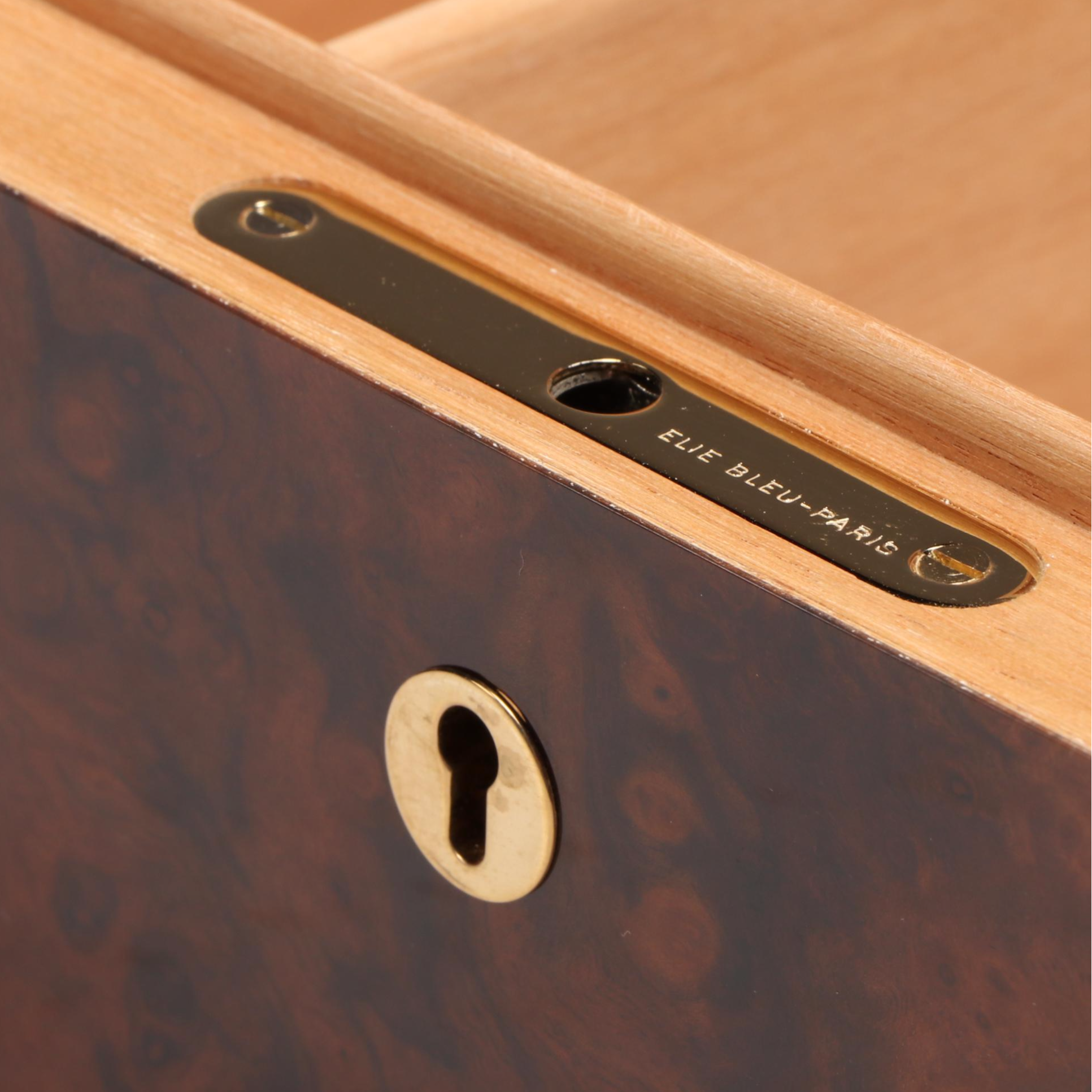 Elie Bleu Walnut Burl Wood 50-110 Cigar Desktop Humidor