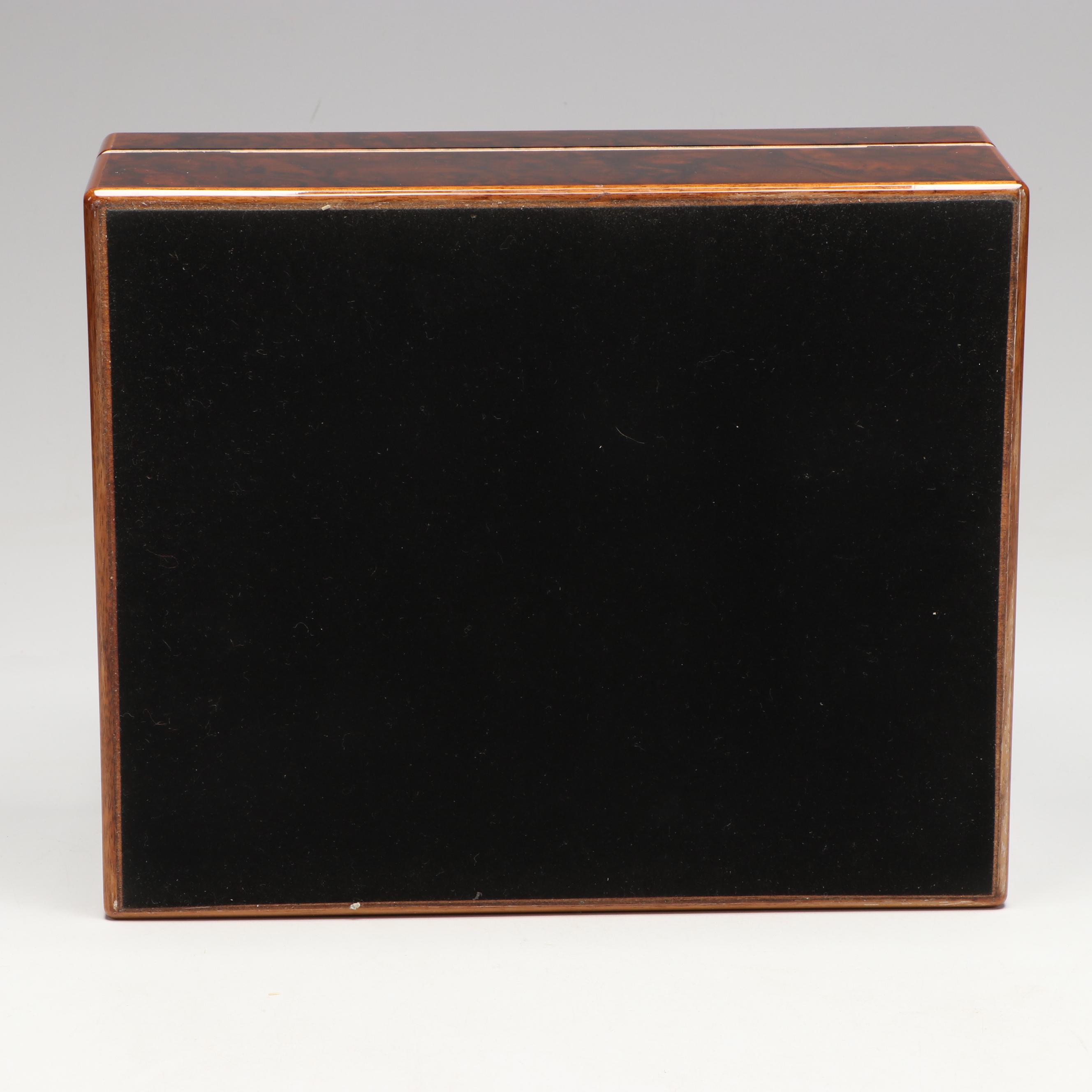 Elie Bleu Walnut Burl Wood 50-110 Cigar Desktop Humidor