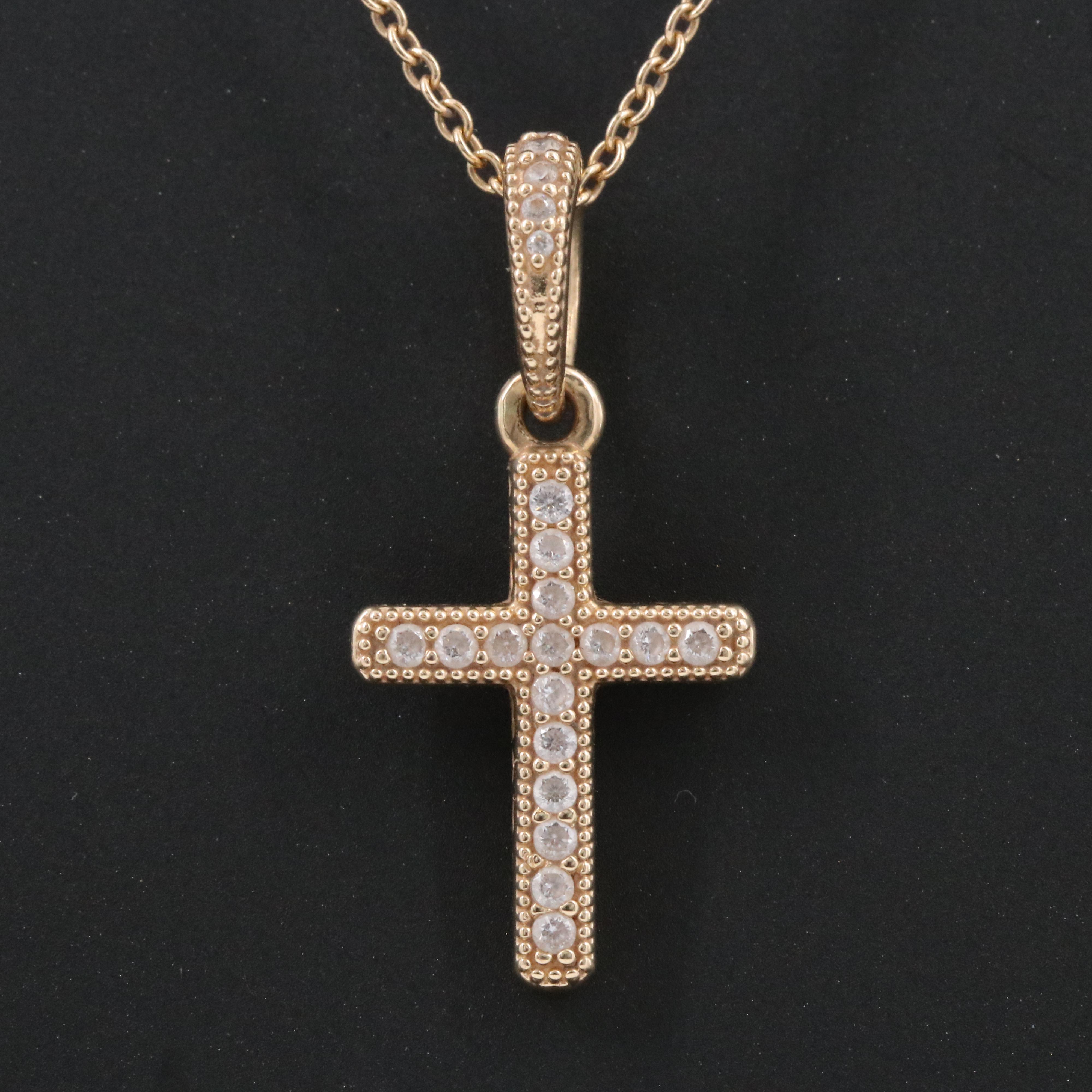 Pandora 14K CZ Cross Pendant Necklace