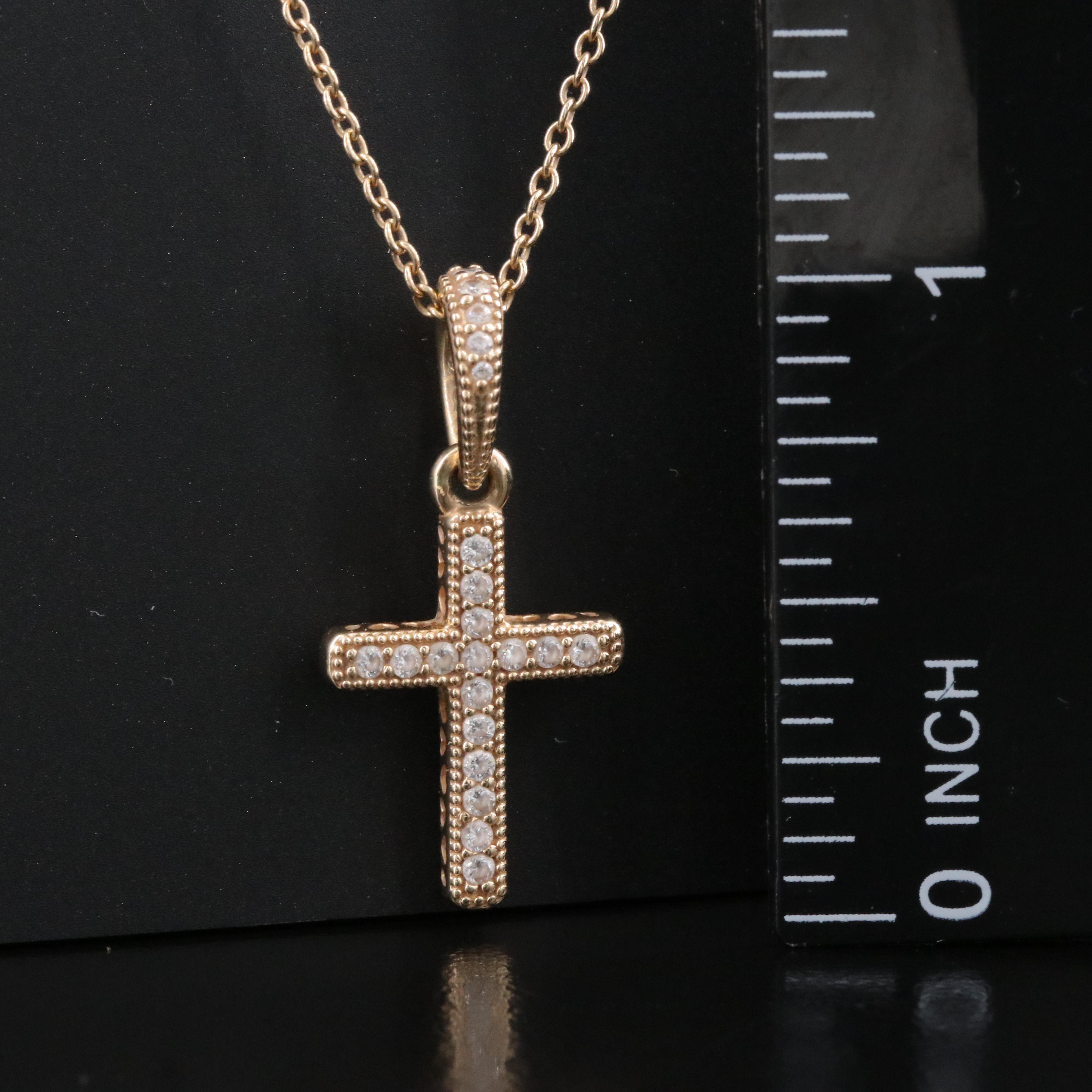 Pandora 14K CZ Cross Pendant Necklace