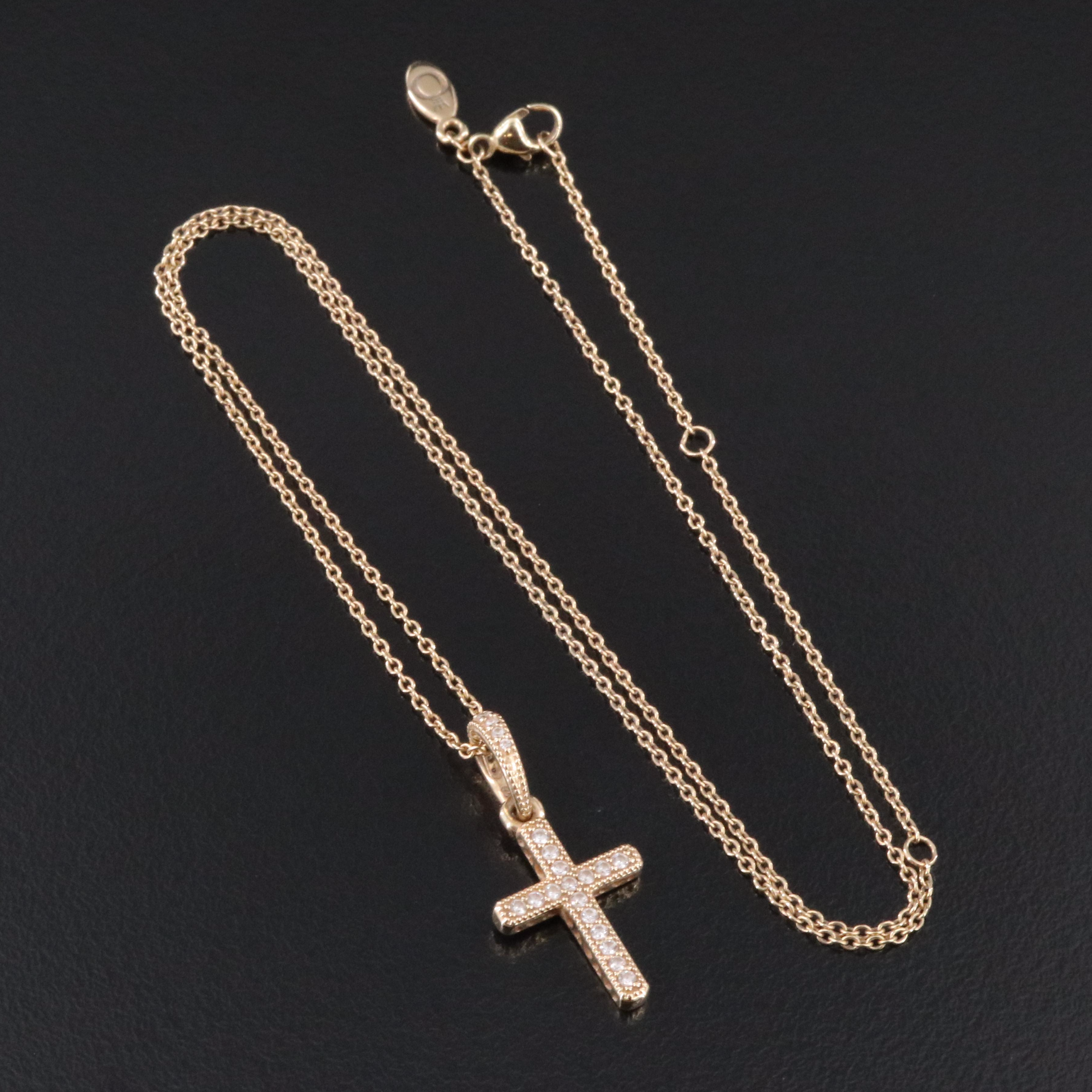 Pandora 14K CZ Cross Pendant Necklace