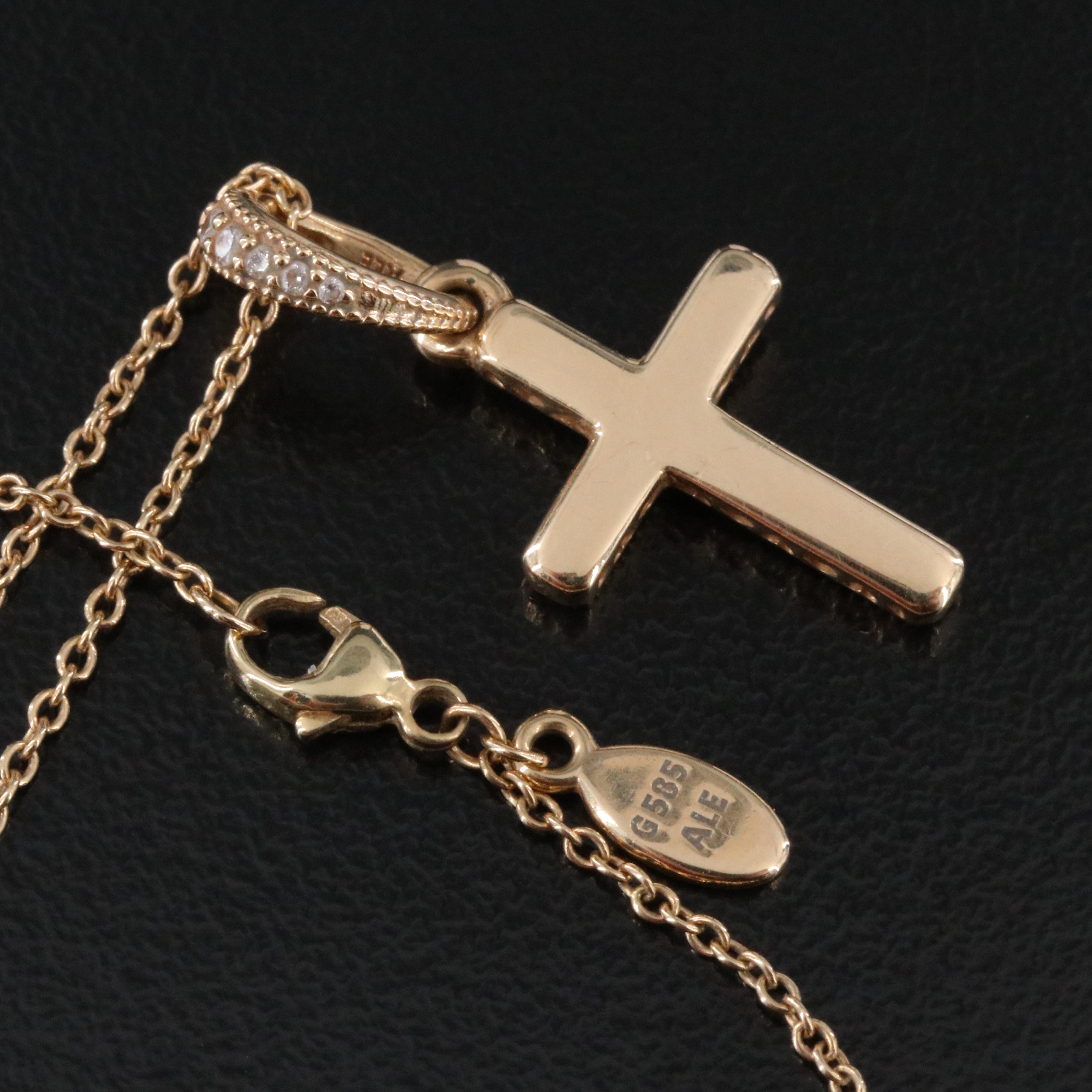 Pandora 14K CZ Cross Pendant Necklace