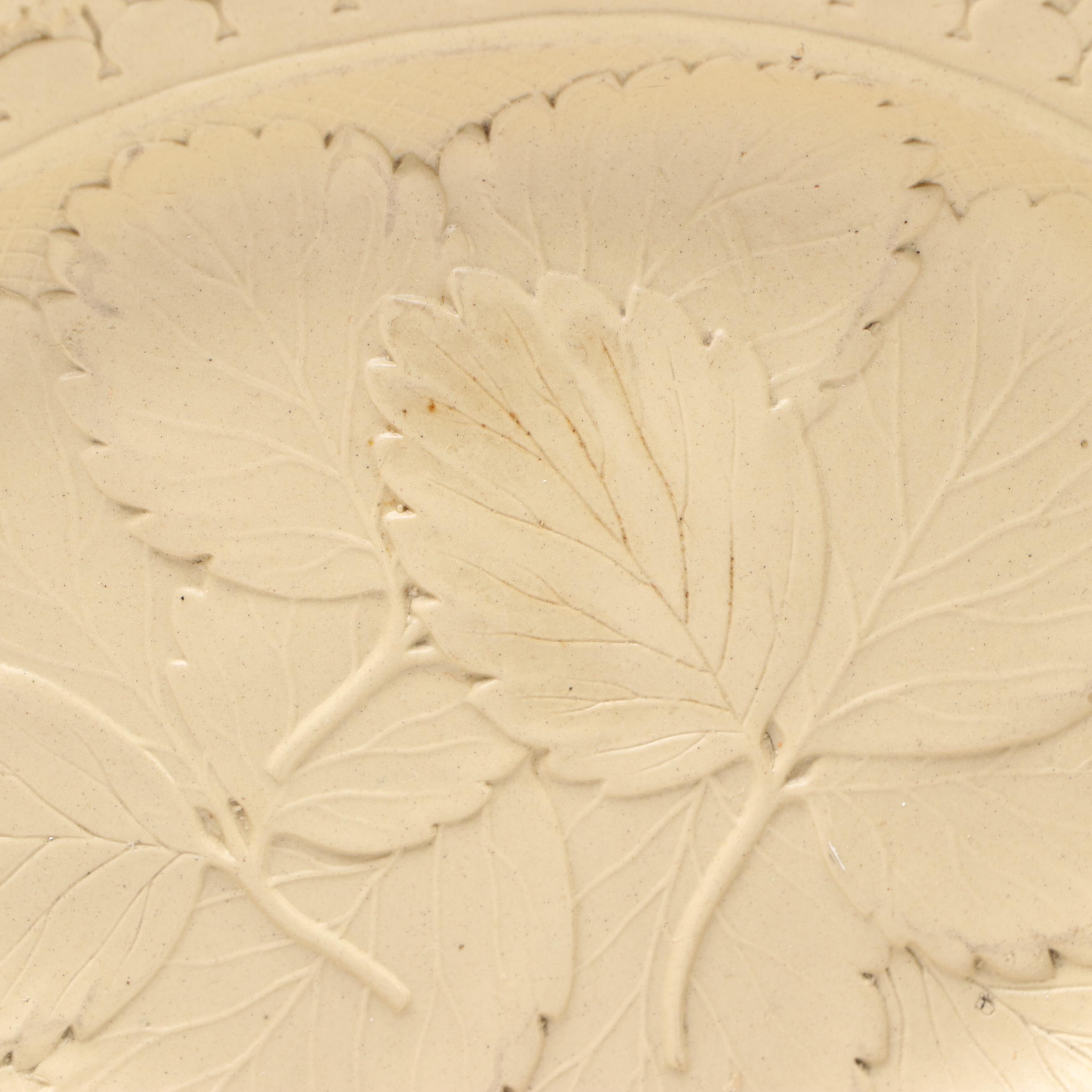 Pair of English Drabware Molded Vine and Leaf Dessert Dishes