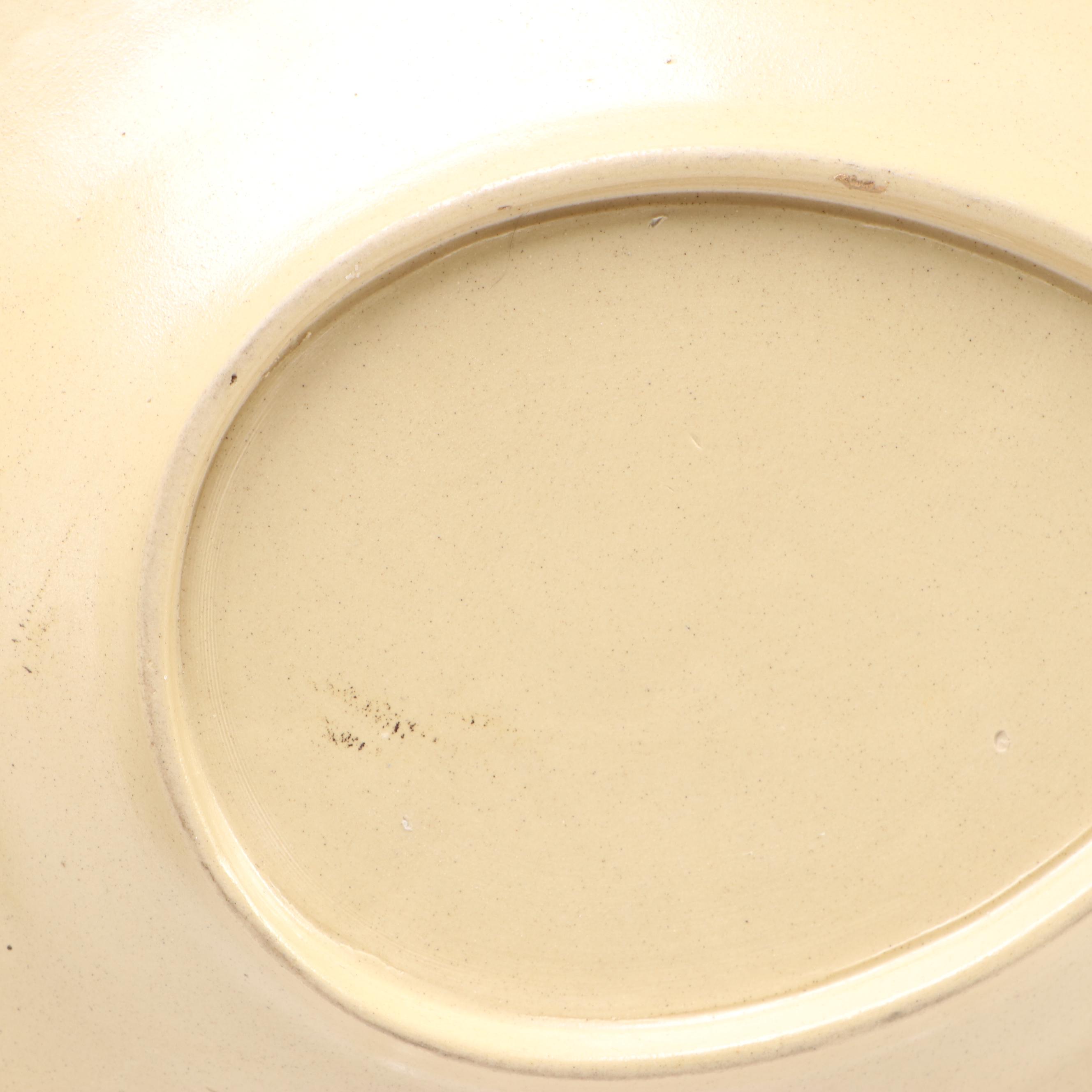 Pair of English Drabware Molded Vine and Leaf Dessert Dishes