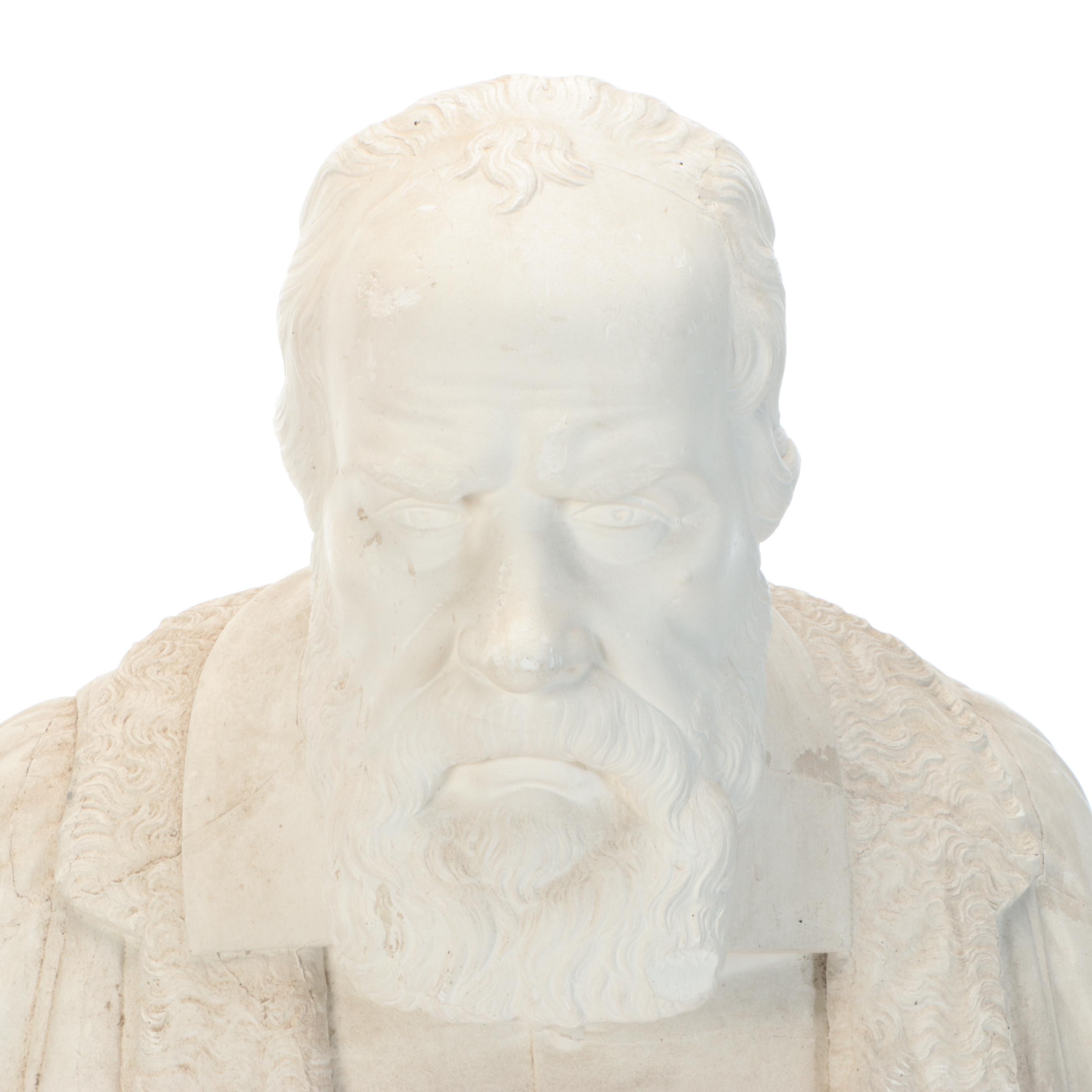 19th Century Cast Plaster Bust of Galileo