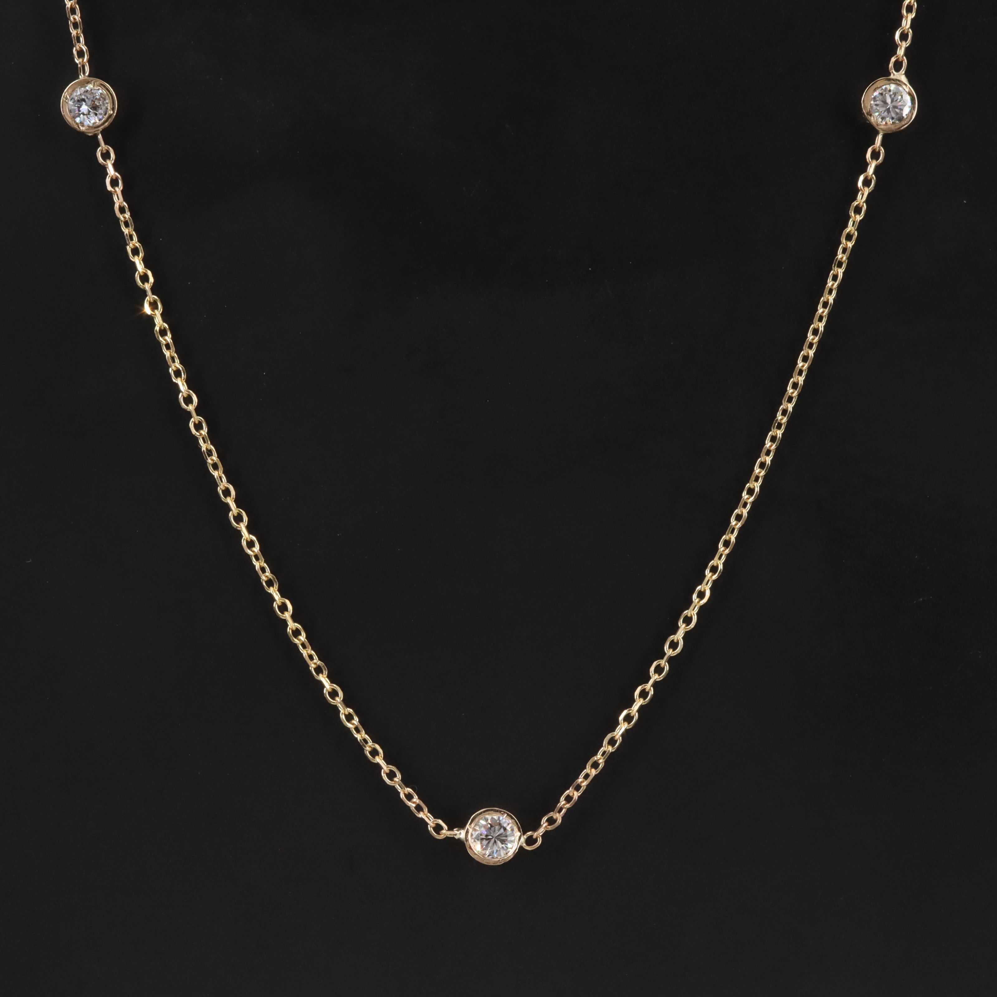14K 0.30 CTW Diamond Bezel Station Necklace