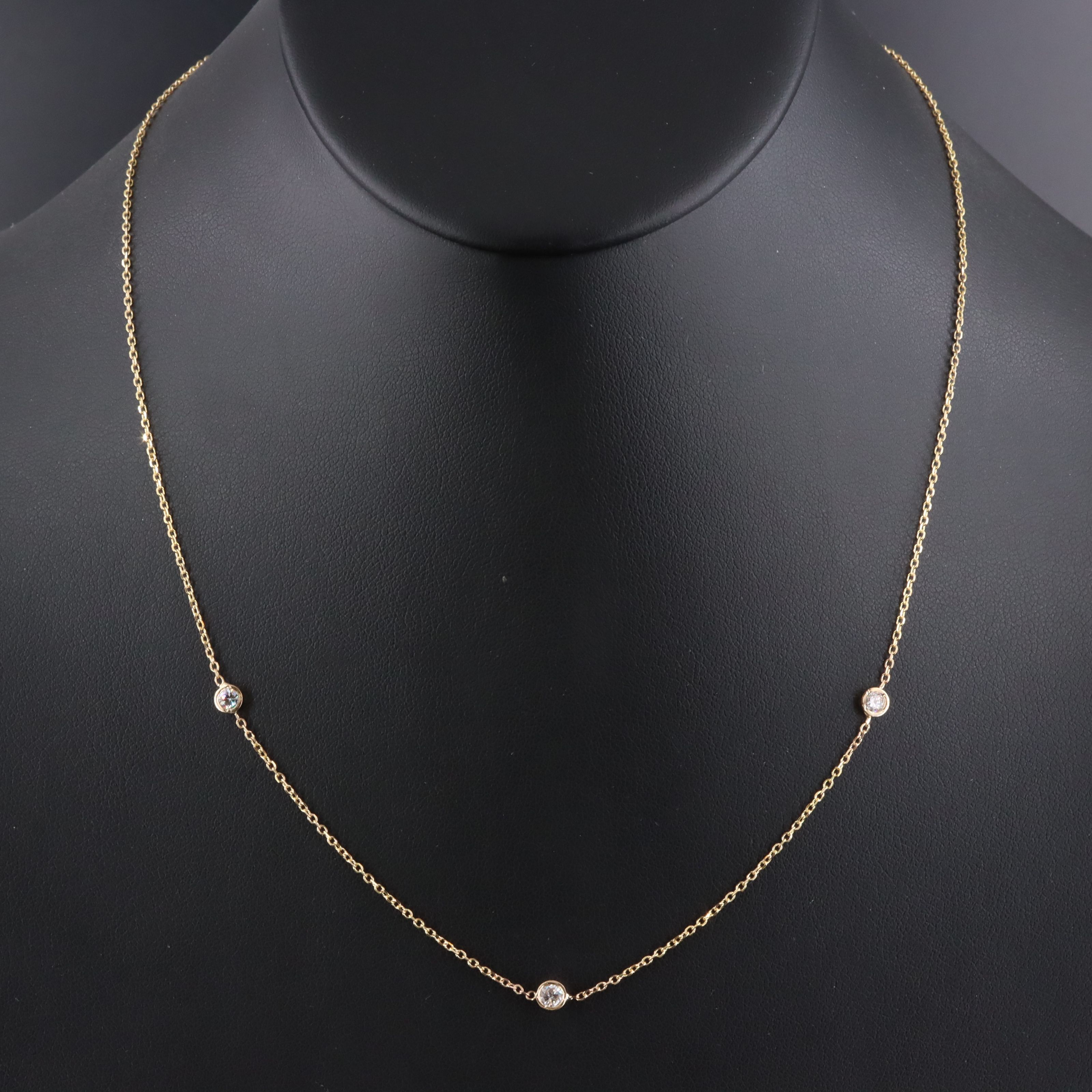 14K 0.30 CTW Diamond Bezel Station Necklace