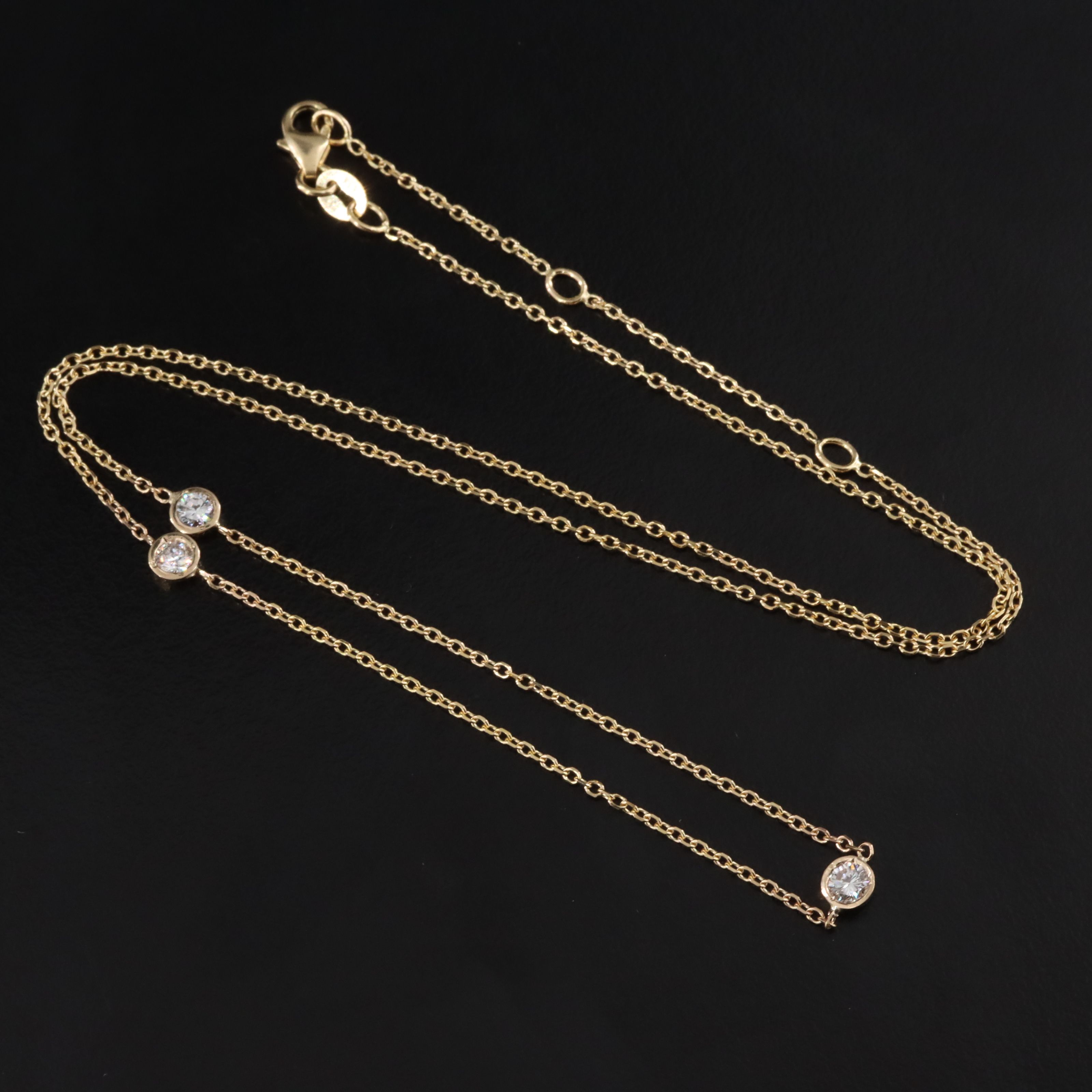 14K 0.30 CTW Diamond Bezel Station Necklace