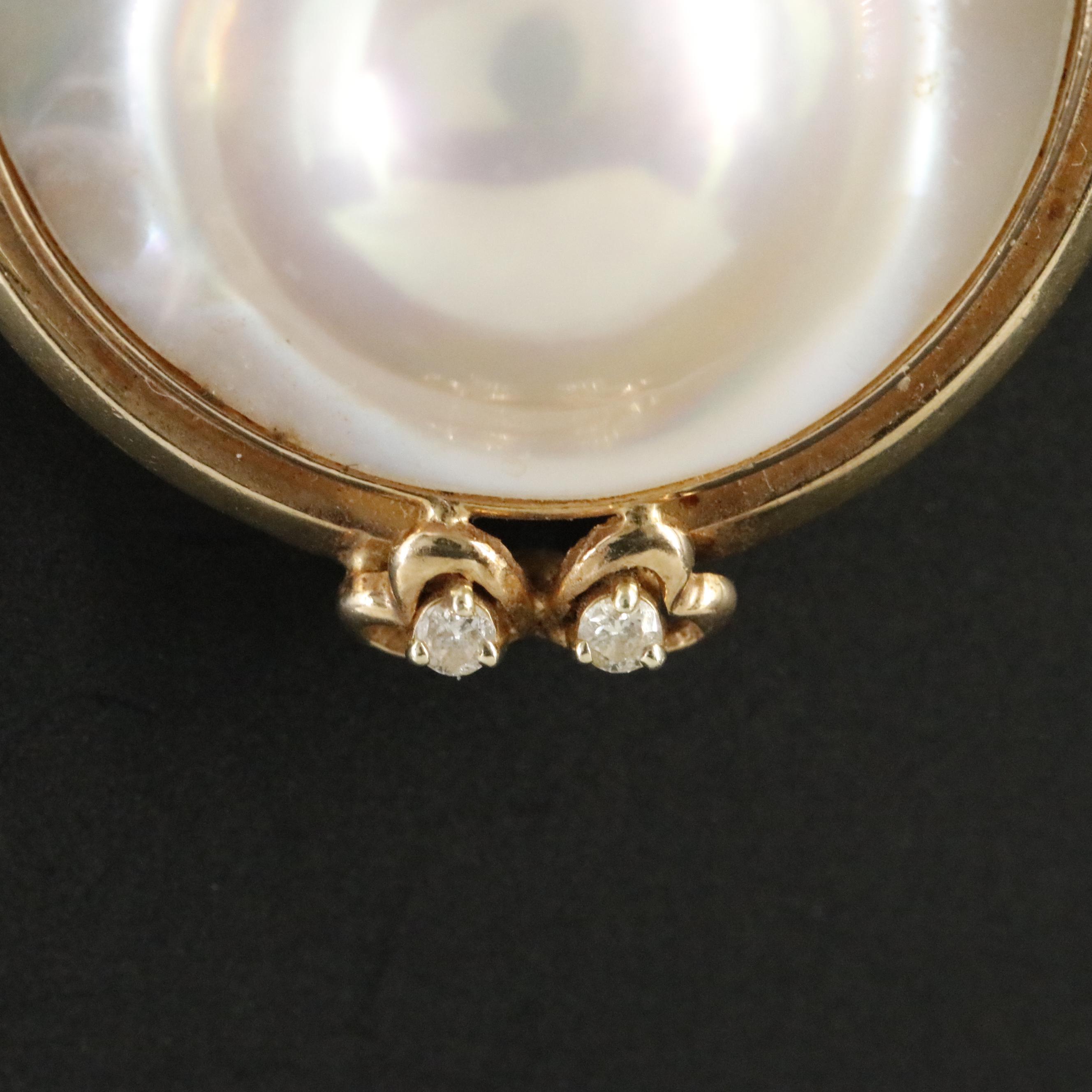 14K Pearl and Diamond Enhancer Pendant