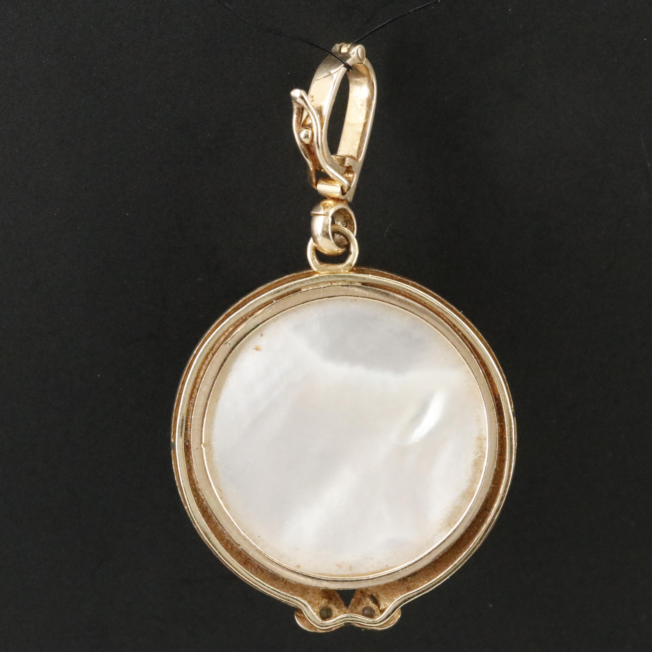 14K Pearl and Diamond Enhancer Pendant