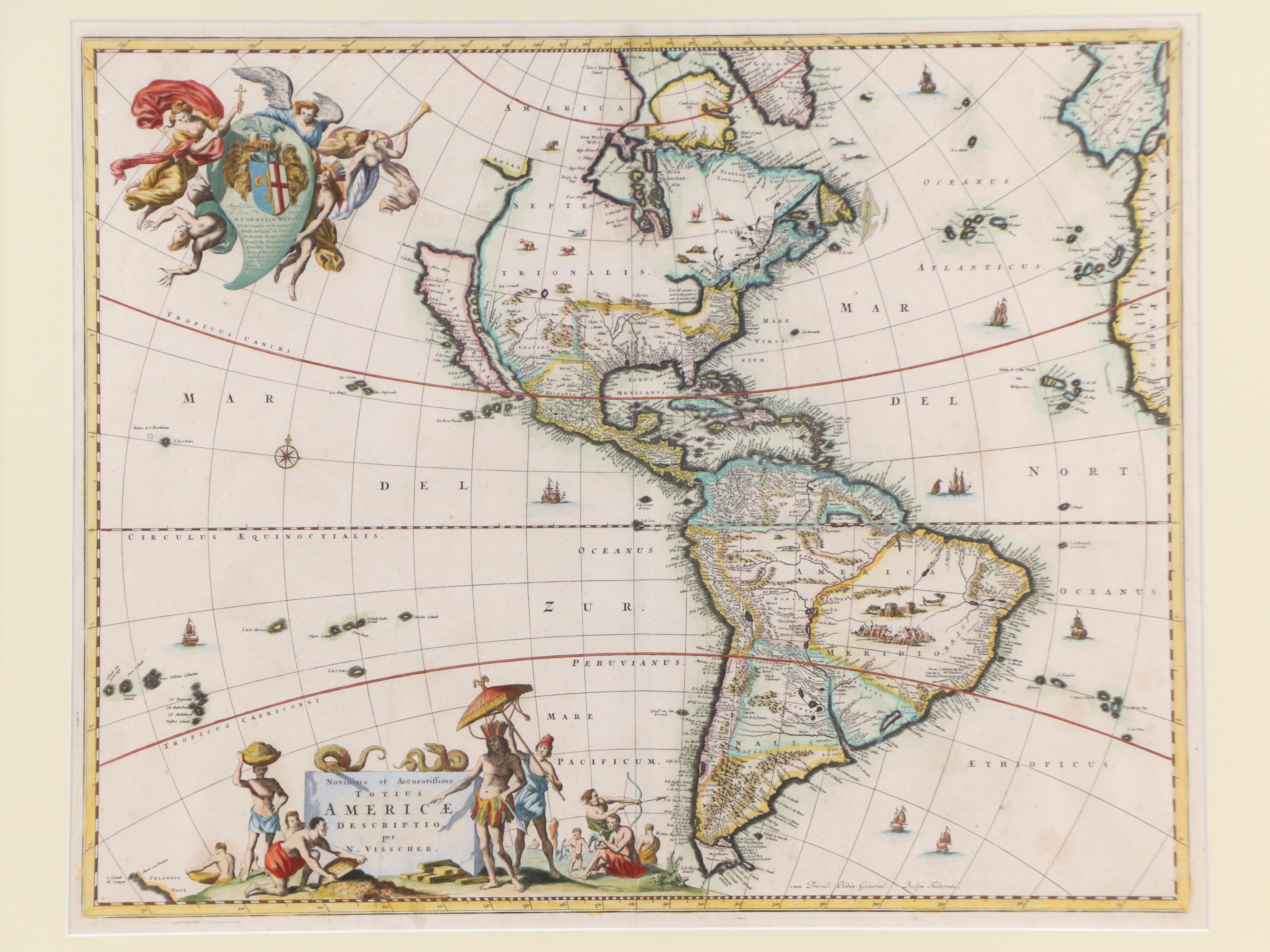 Nicolas Visscher Map Engraving "Novissima et Accuratissima Totius Americae"