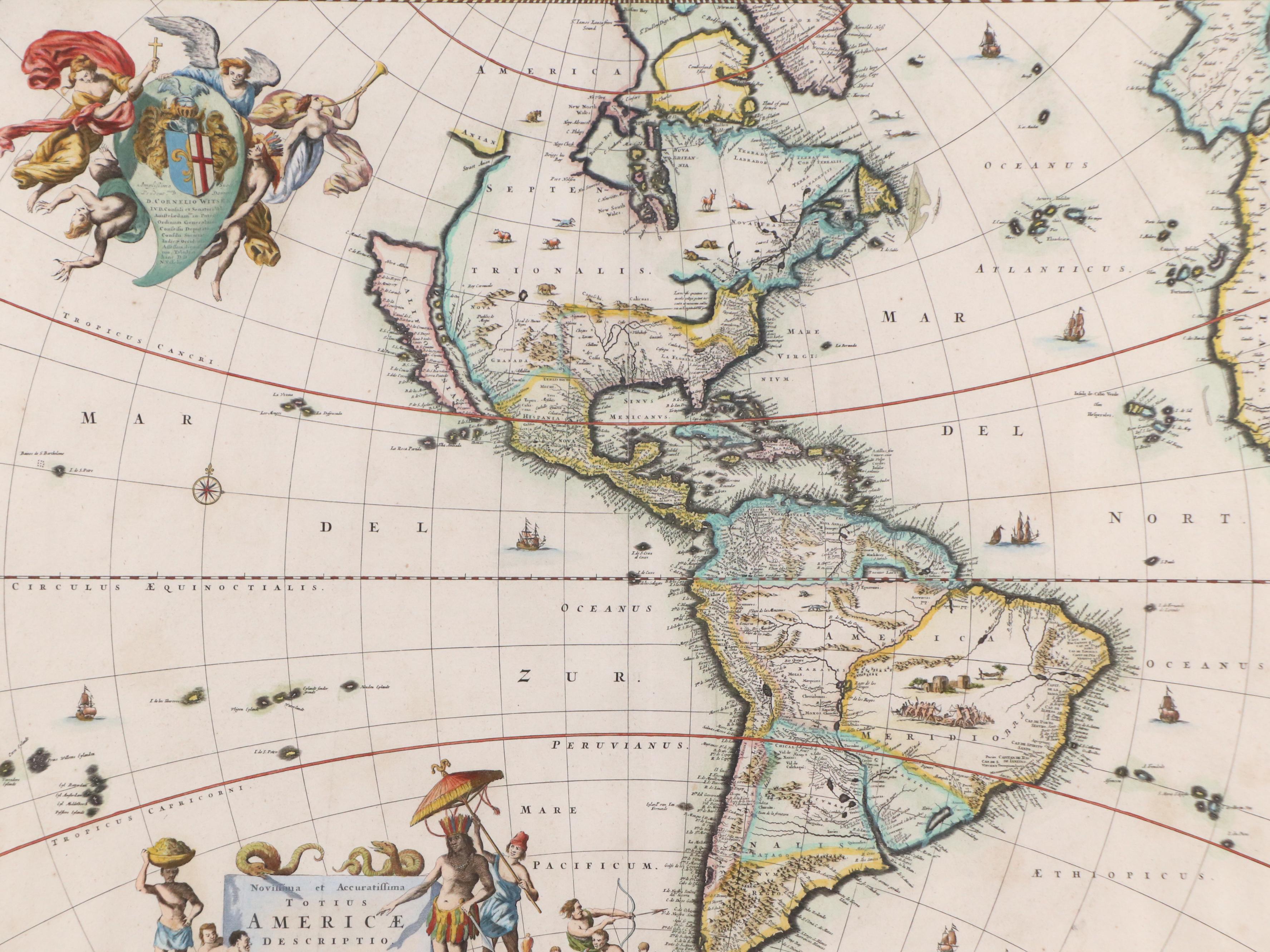 Nicolas Visscher Map Engraving "Novissima et Accuratissima Totius Americae"