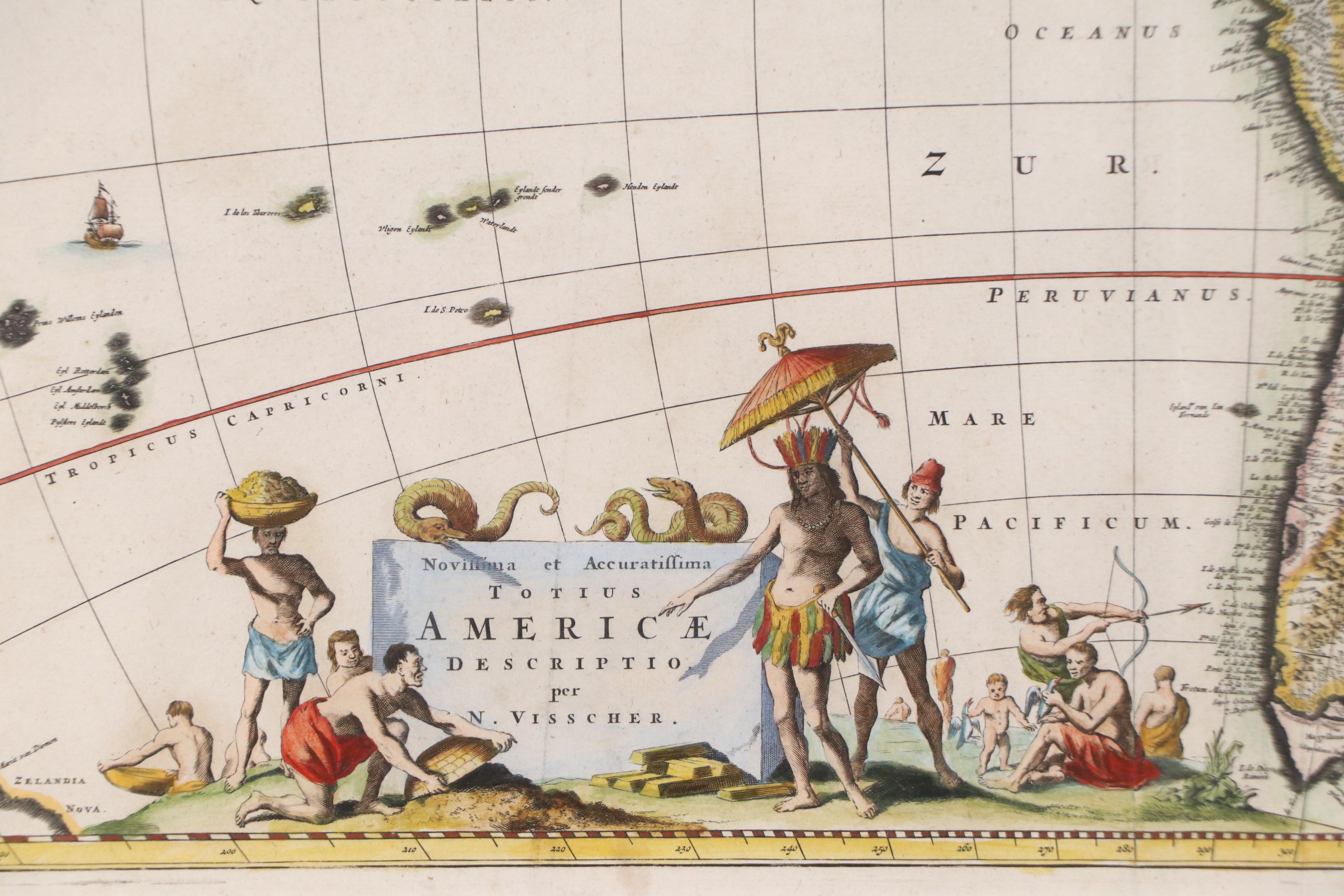Nicolas Visscher Map Engraving "Novissima et Accuratissima Totius Americae"