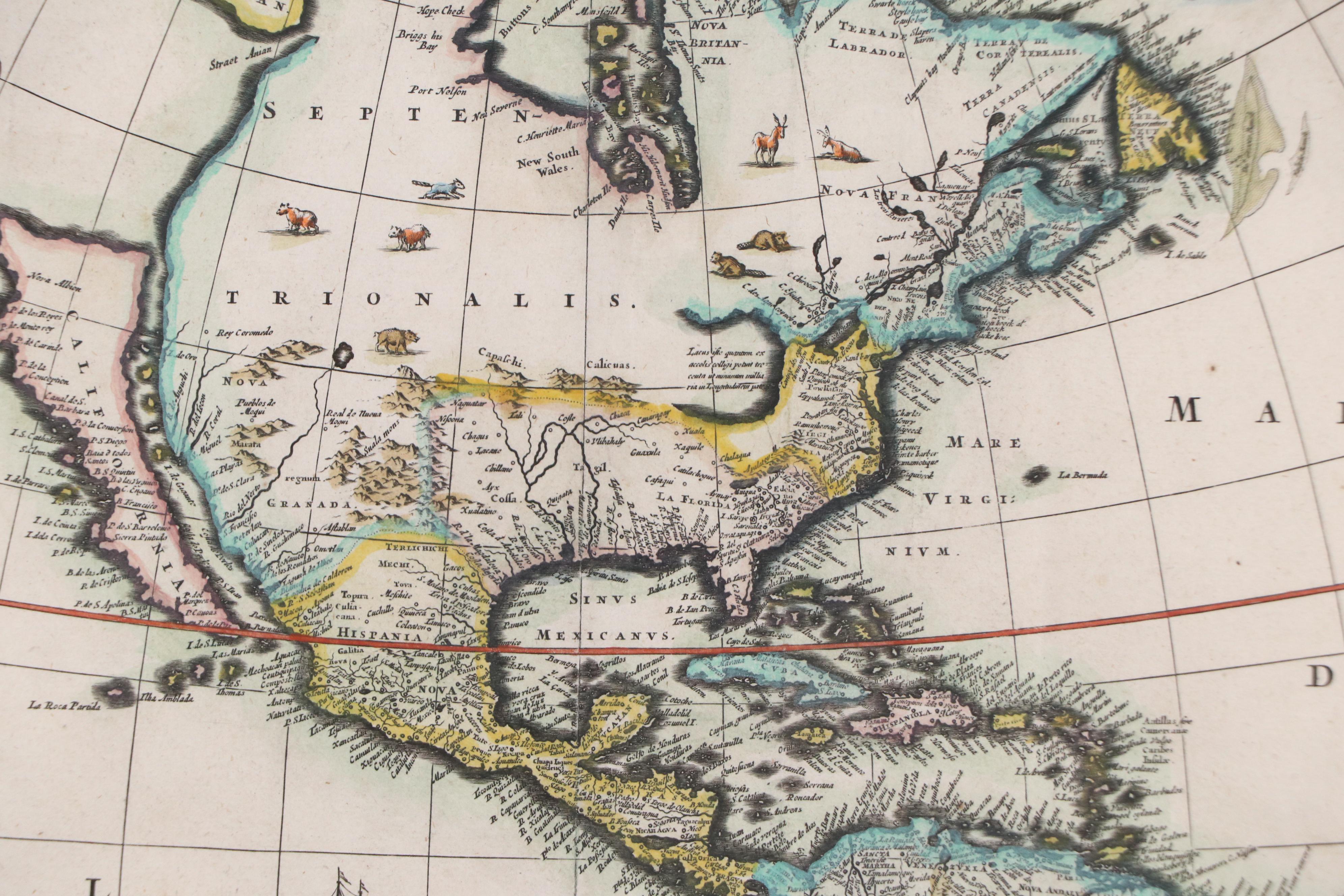 Nicolas Visscher Map Engraving "Novissima et Accuratissima Totius Americae"