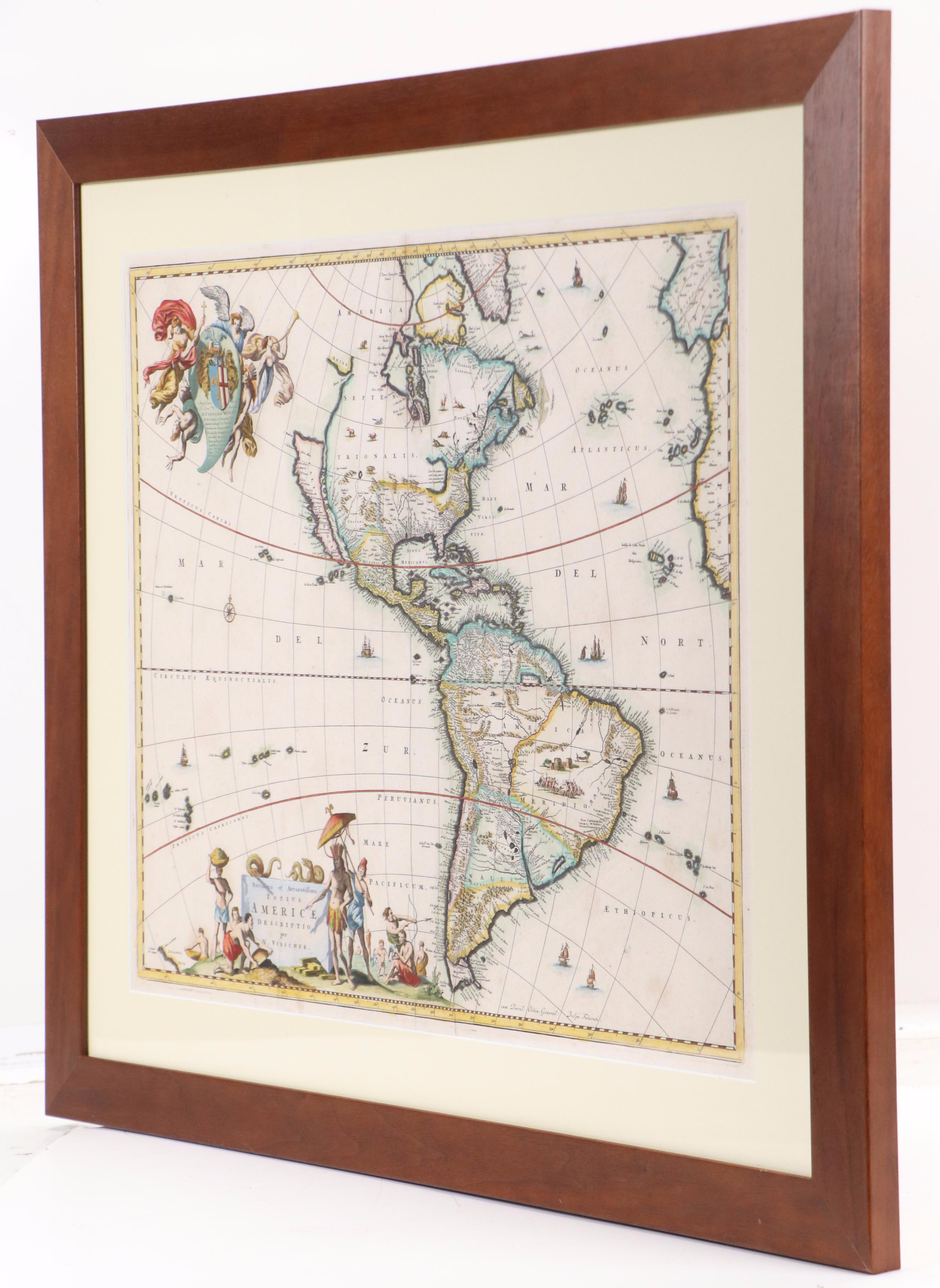 Nicolas Visscher Map Engraving "Novissima et Accuratissima Totius Americae"
