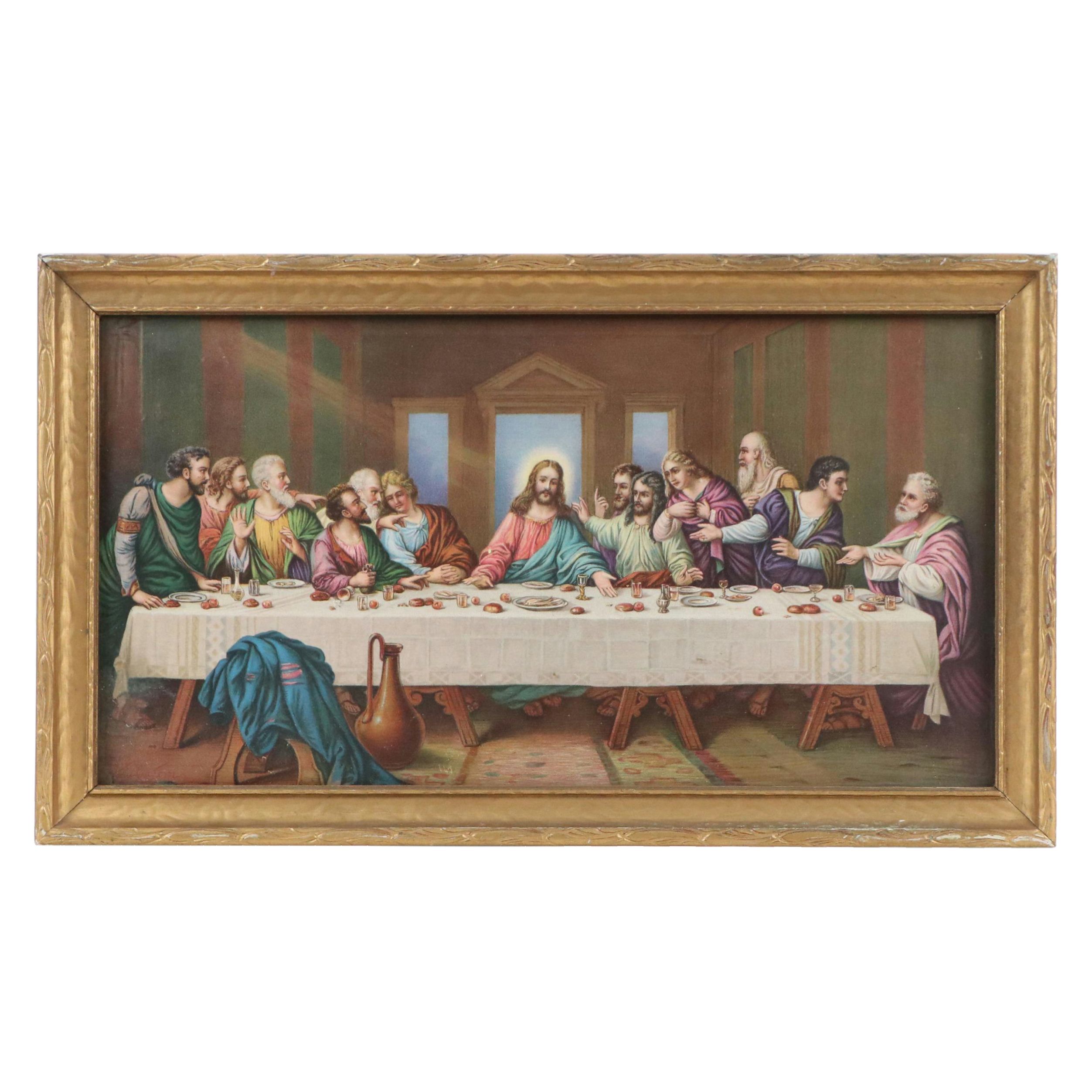 Chromolithograph "The Last Supper" After Hans Zatzka, Late 19th to Early 20th C.