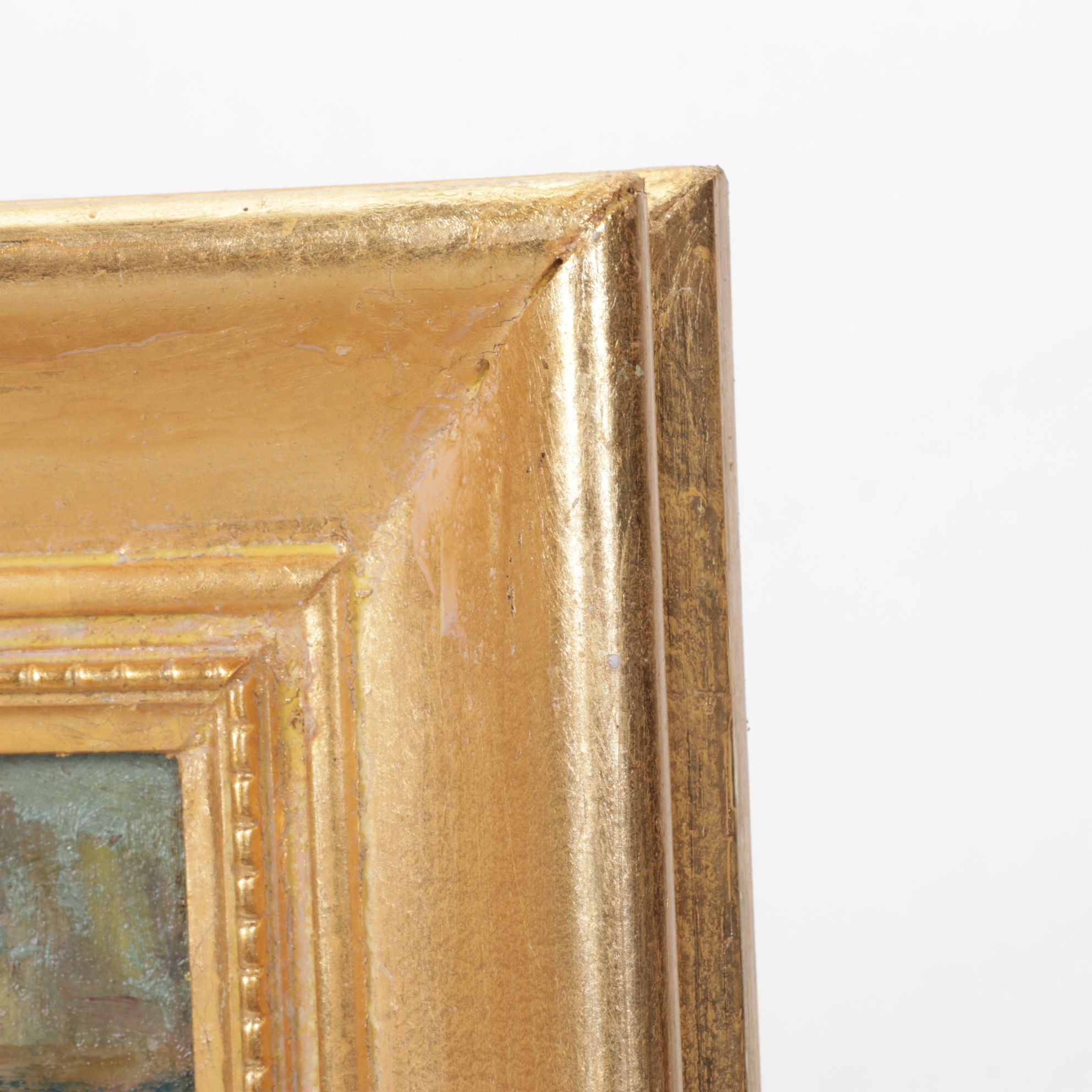 Impressionist Oil Painting Scene of a Crowded Marketplace, Mid-20th Century