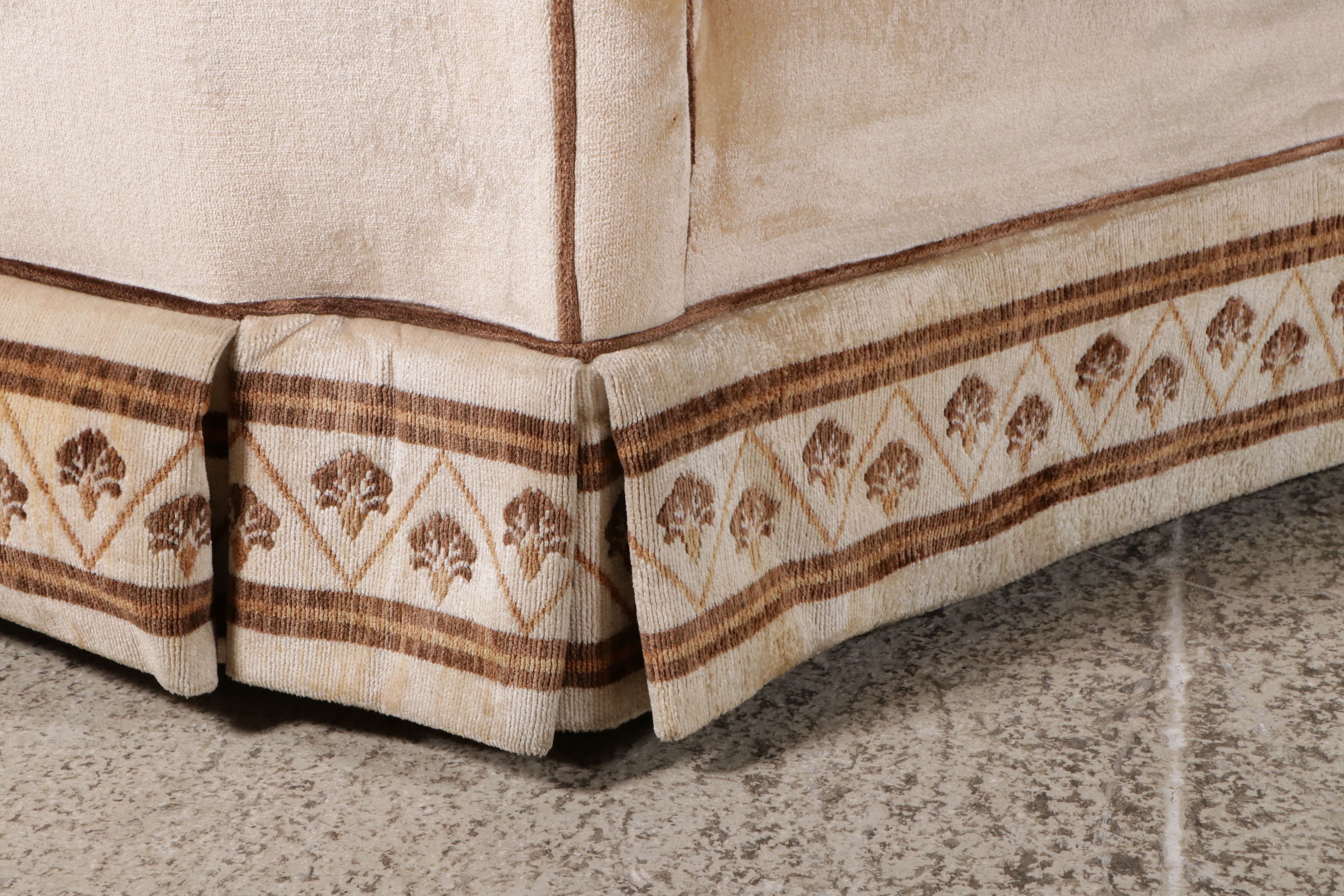 Hollywood Regency Button-Tufted Velour Upholstered Loveseat, Mid-20th Century