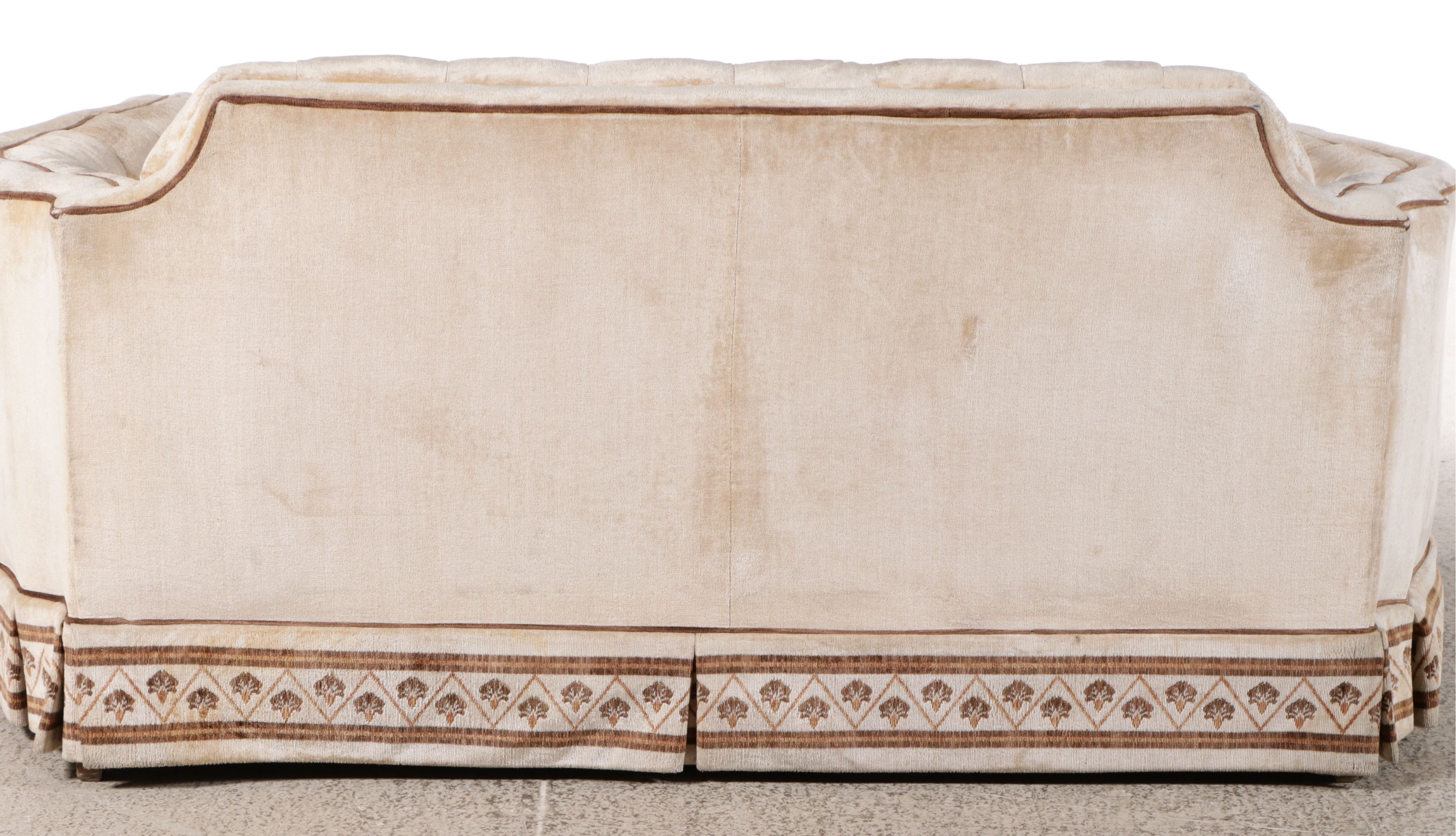 Hollywood Regency Button-Tufted Velour Upholstered Loveseat, Mid-20th Century