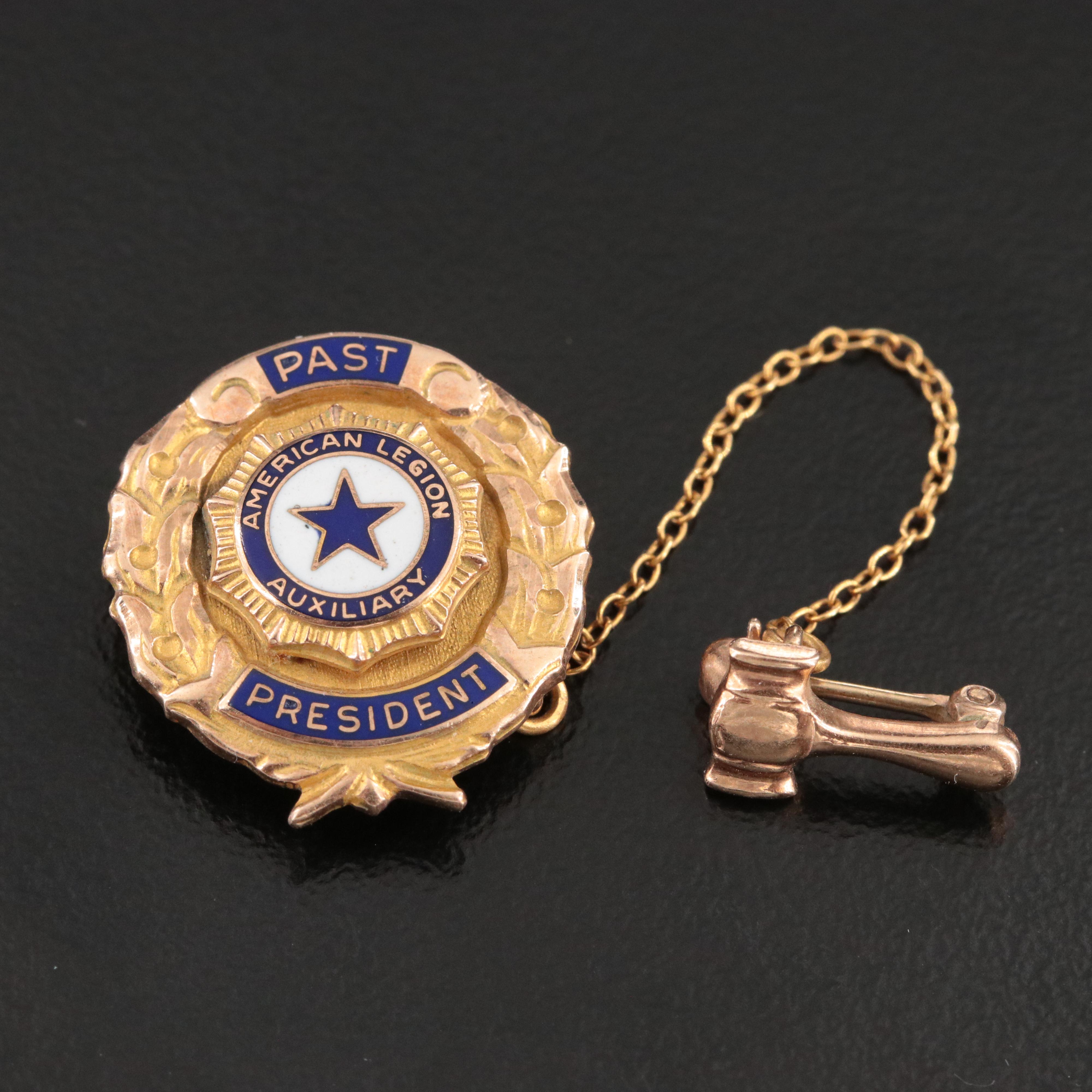 10K Enamel American Legion Auxiliary Past President Pin