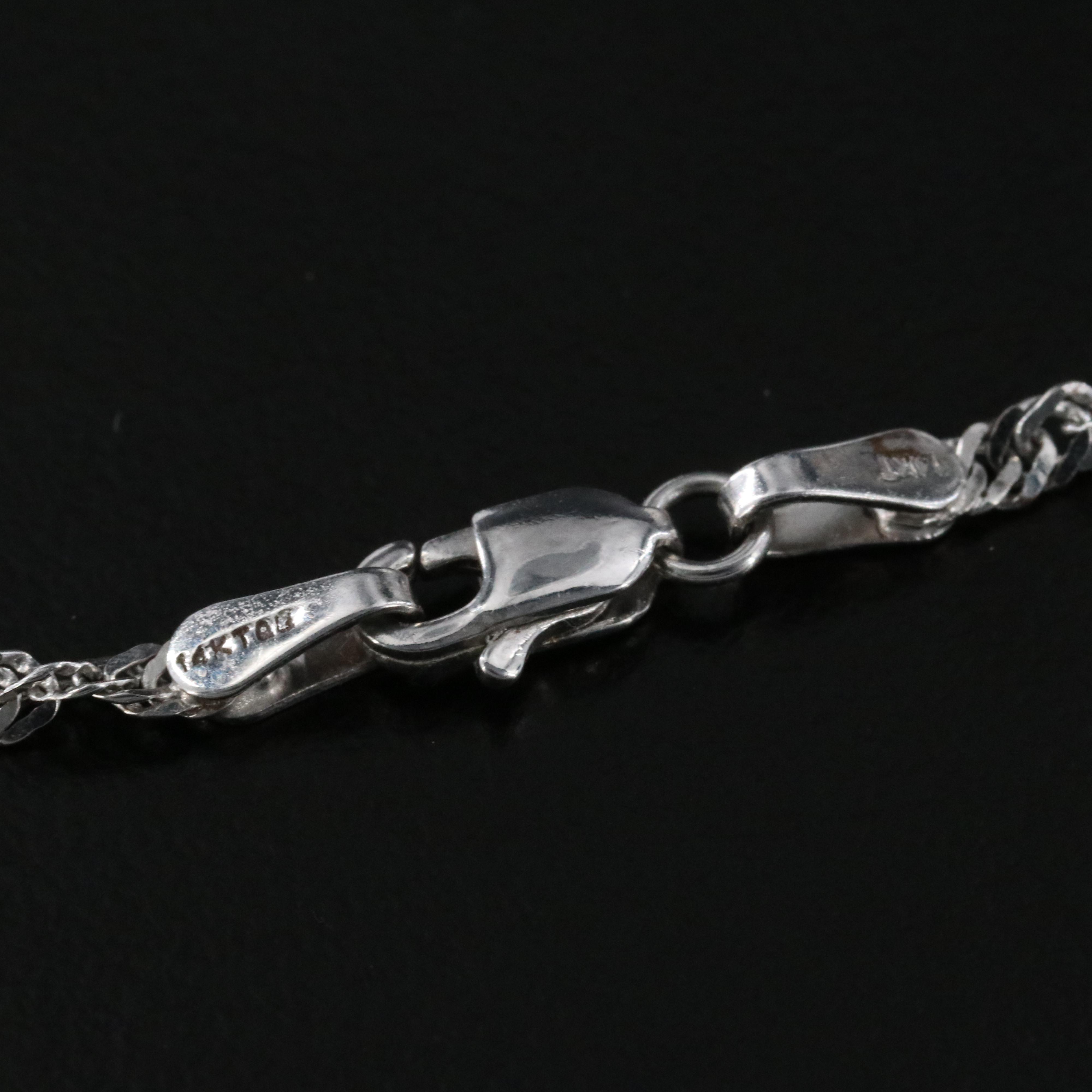 Sterling Rhinestone Poodle Pendant with 14K Singapore Chain Necklace