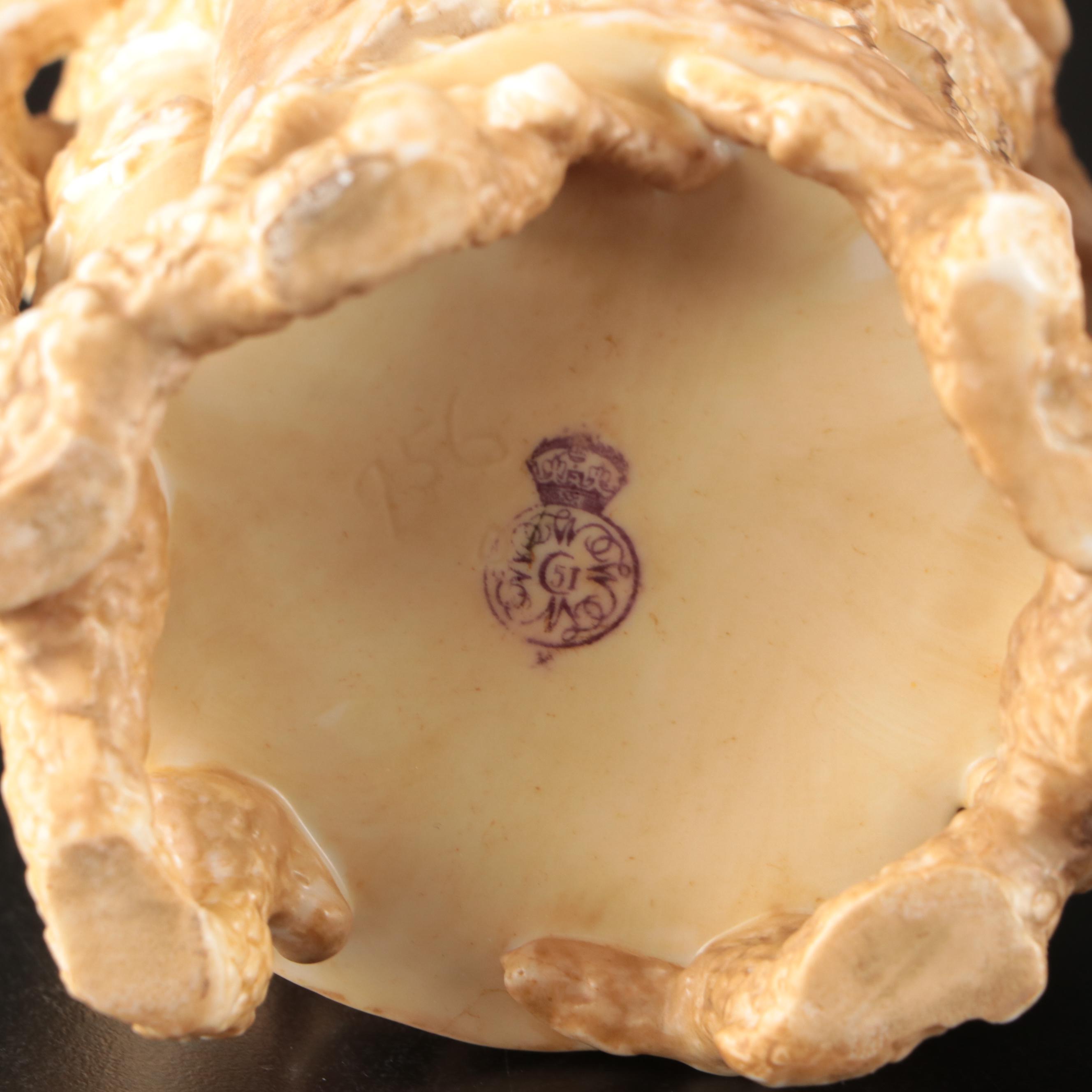 Royal Worcester Chinoiserie Blush Ivory Porcelain Brush Pots, 1886