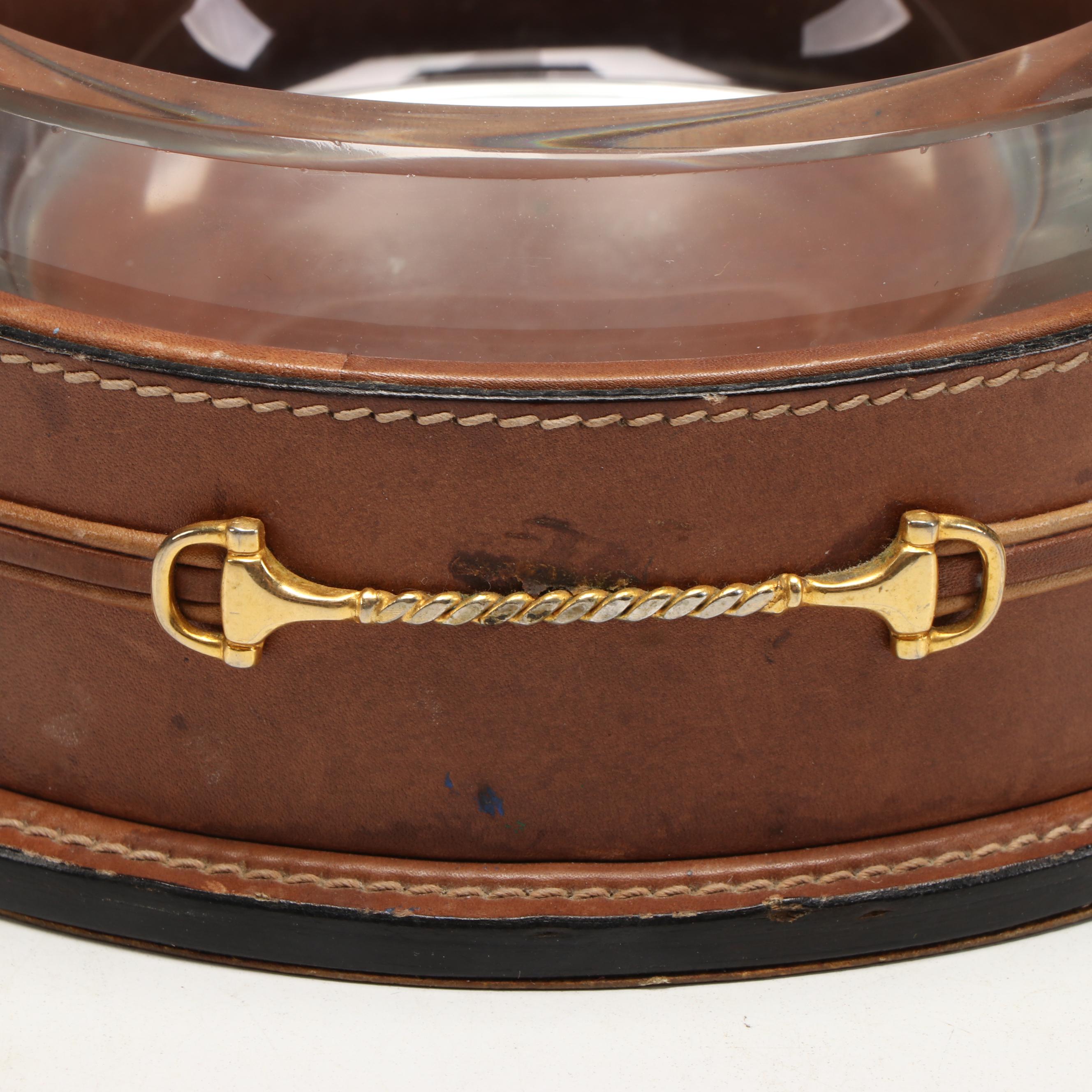 Gucci Leather Bound Glass Ashtray