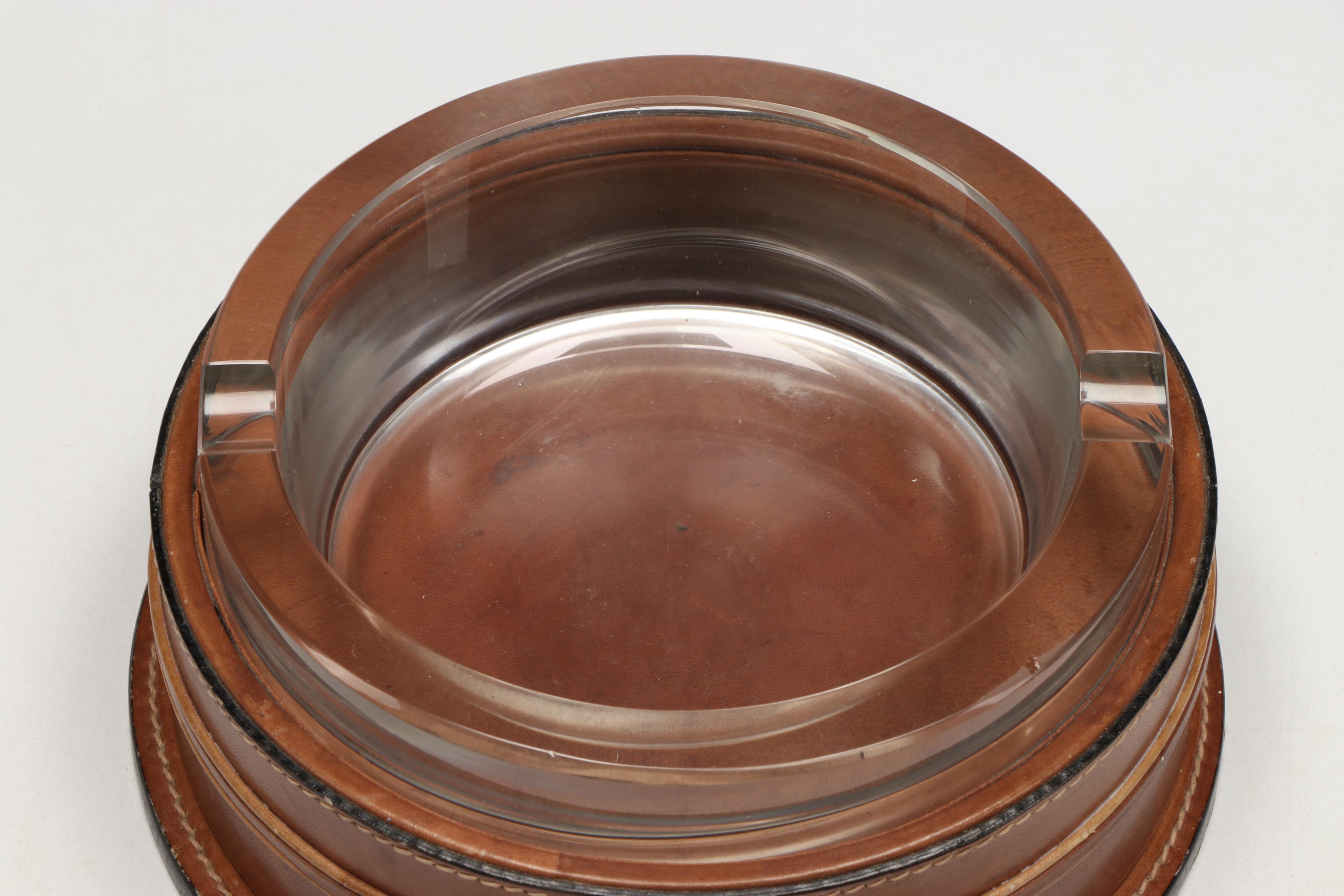 Gucci Leather Bound Glass Ashtray