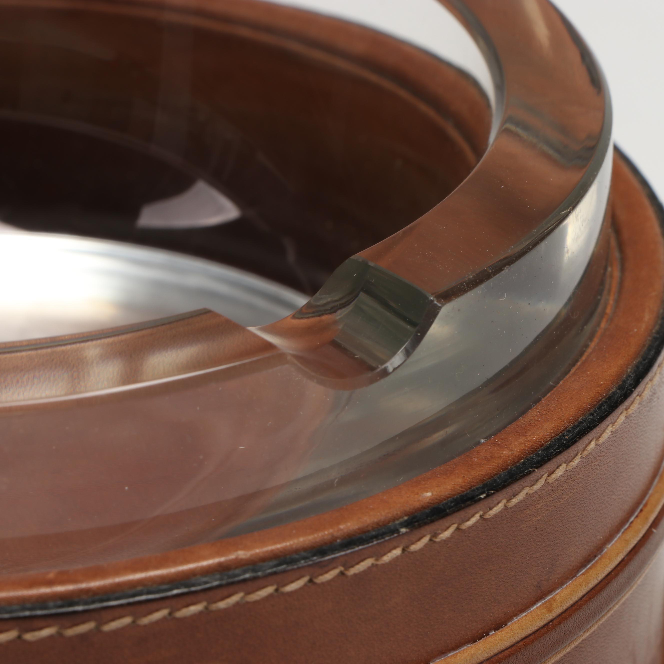 Gucci Leather Bound Glass Ashtray