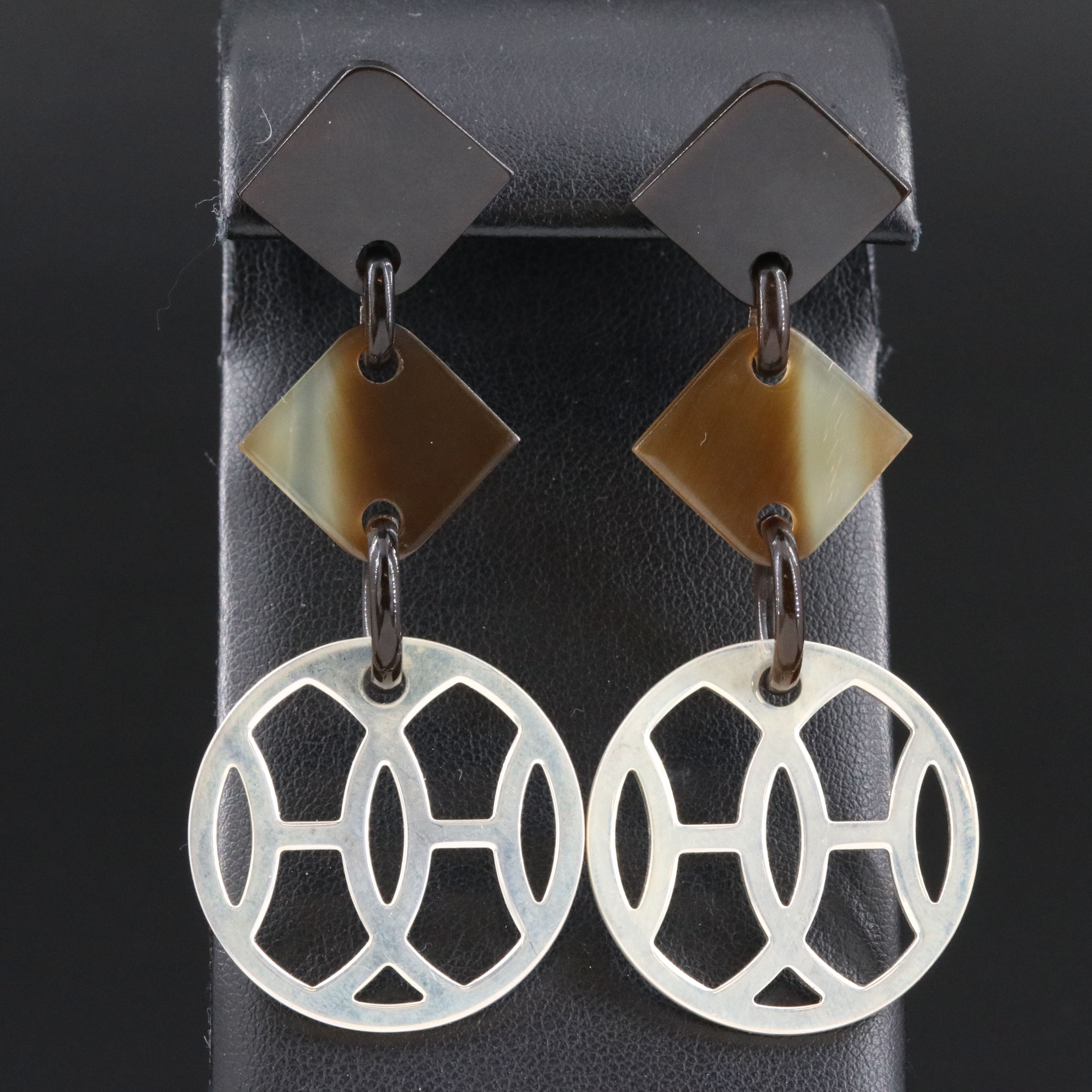 Hermès Lift Sterling and Horn Drop Earrings